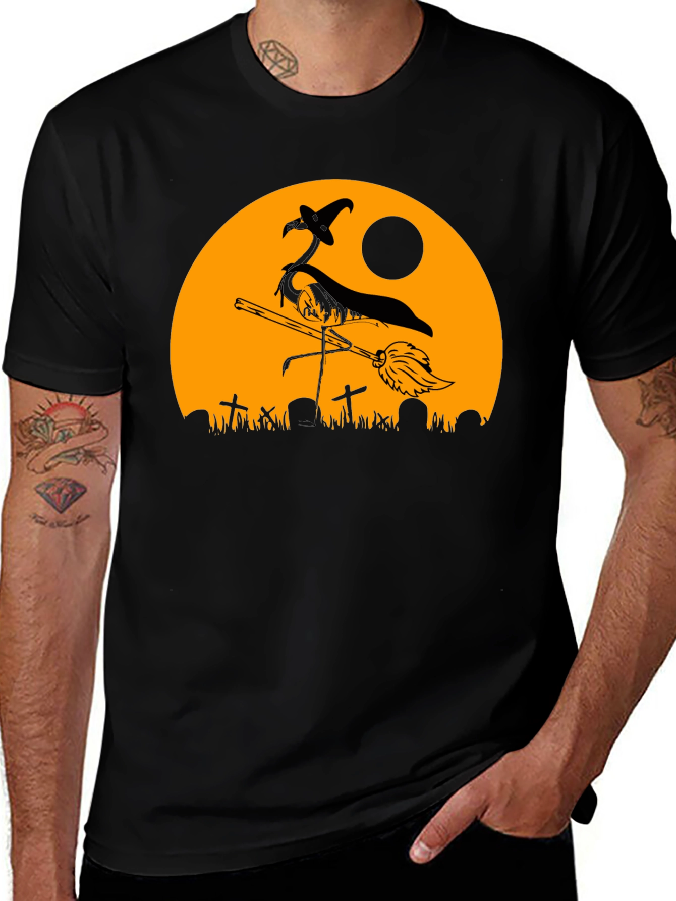 Halloween Witch Flamingo T-Shirt