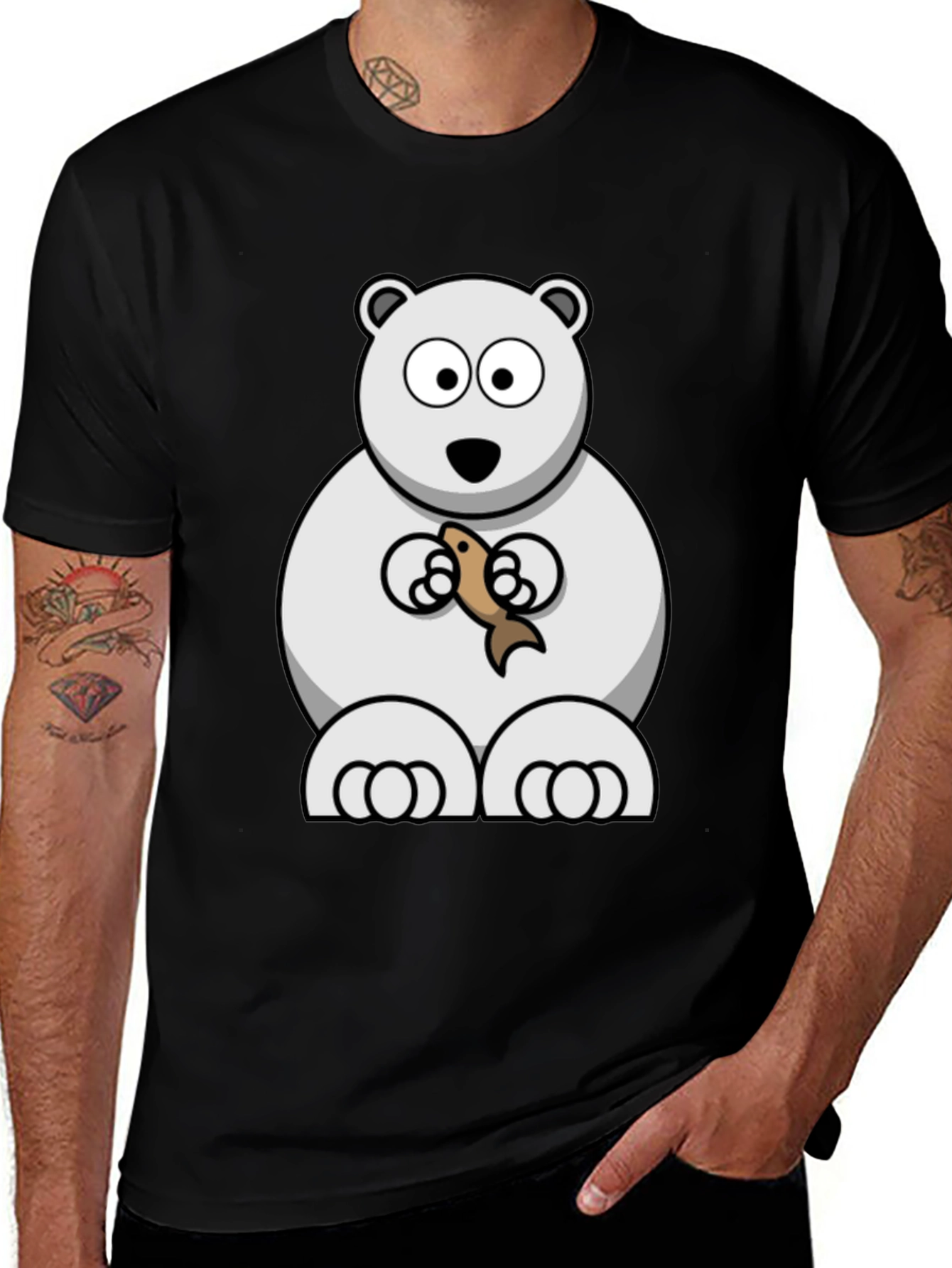 Variant 22 of Polar Bear Fish Graphic Tee - Black T-Shirt