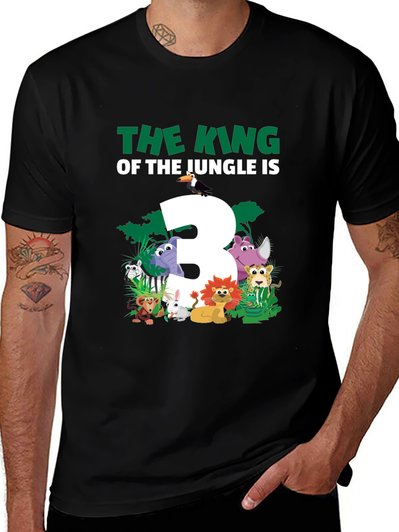 Variant 3 of Jungle Birthday Tee - The King Is Three