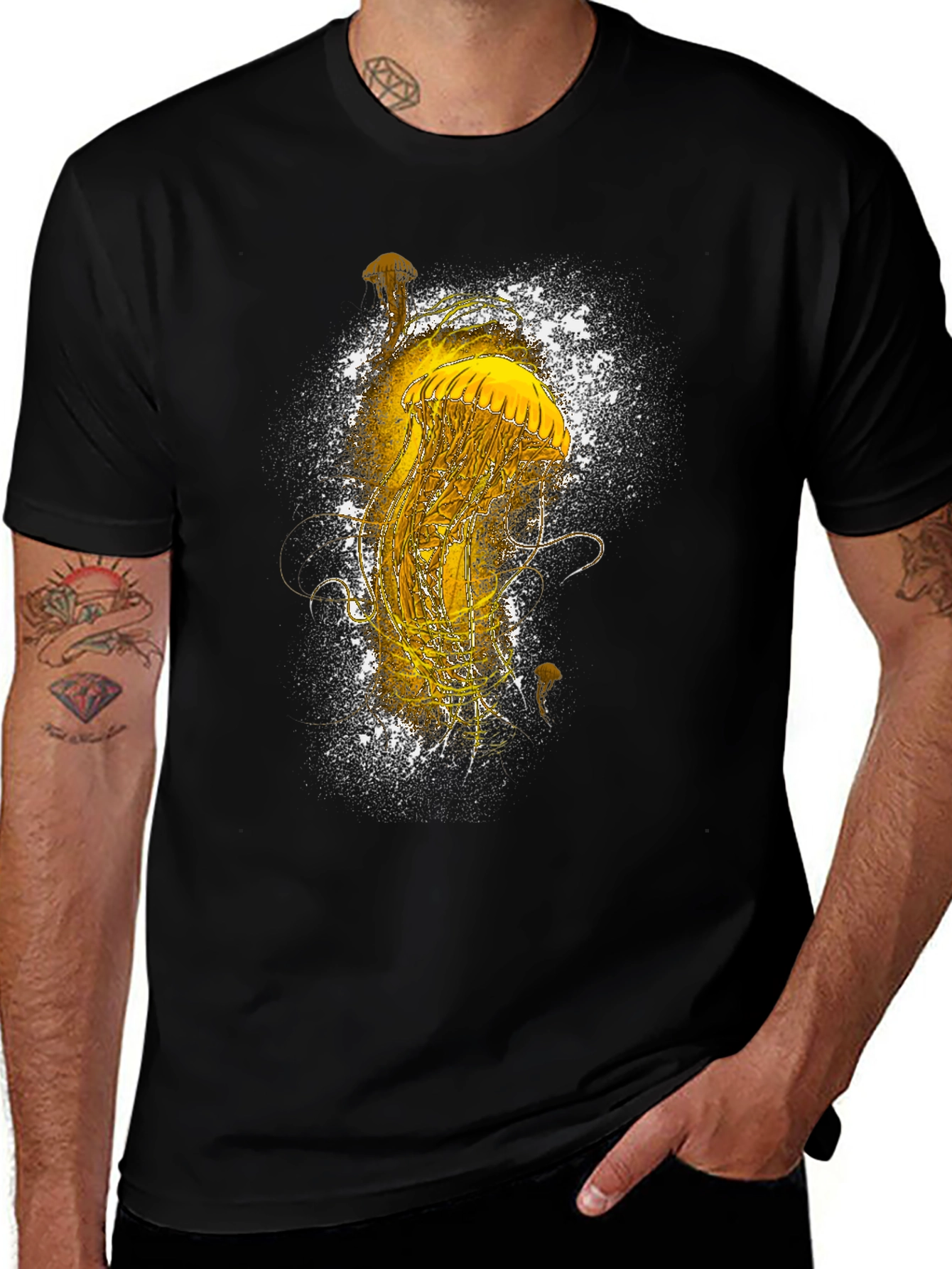 Variant 14 of Jellyfish Graphic Print Black T-Shirt