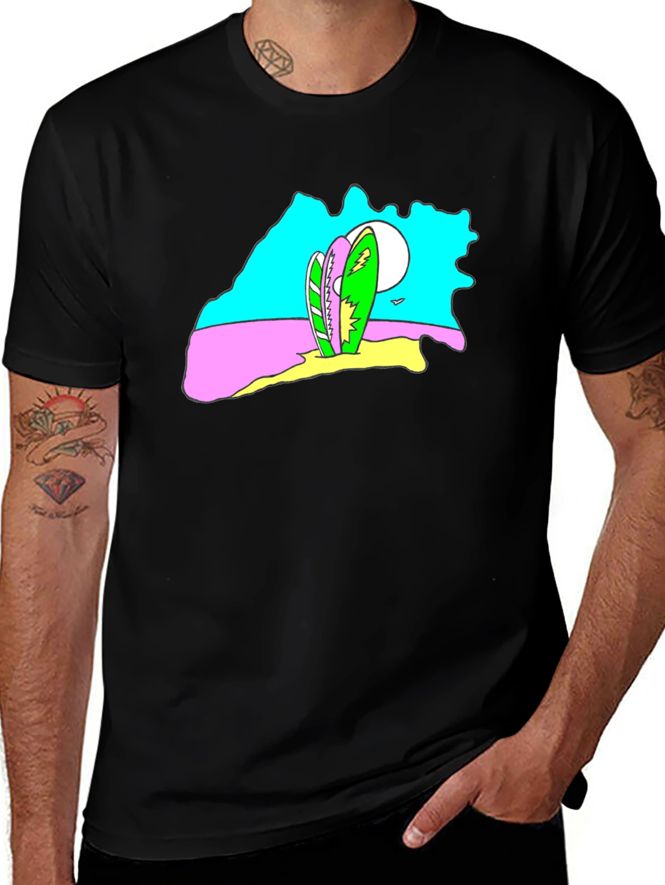 Variant 17 of Surf's Up Graphic Tee - Beach Vibes Black T-Shirt