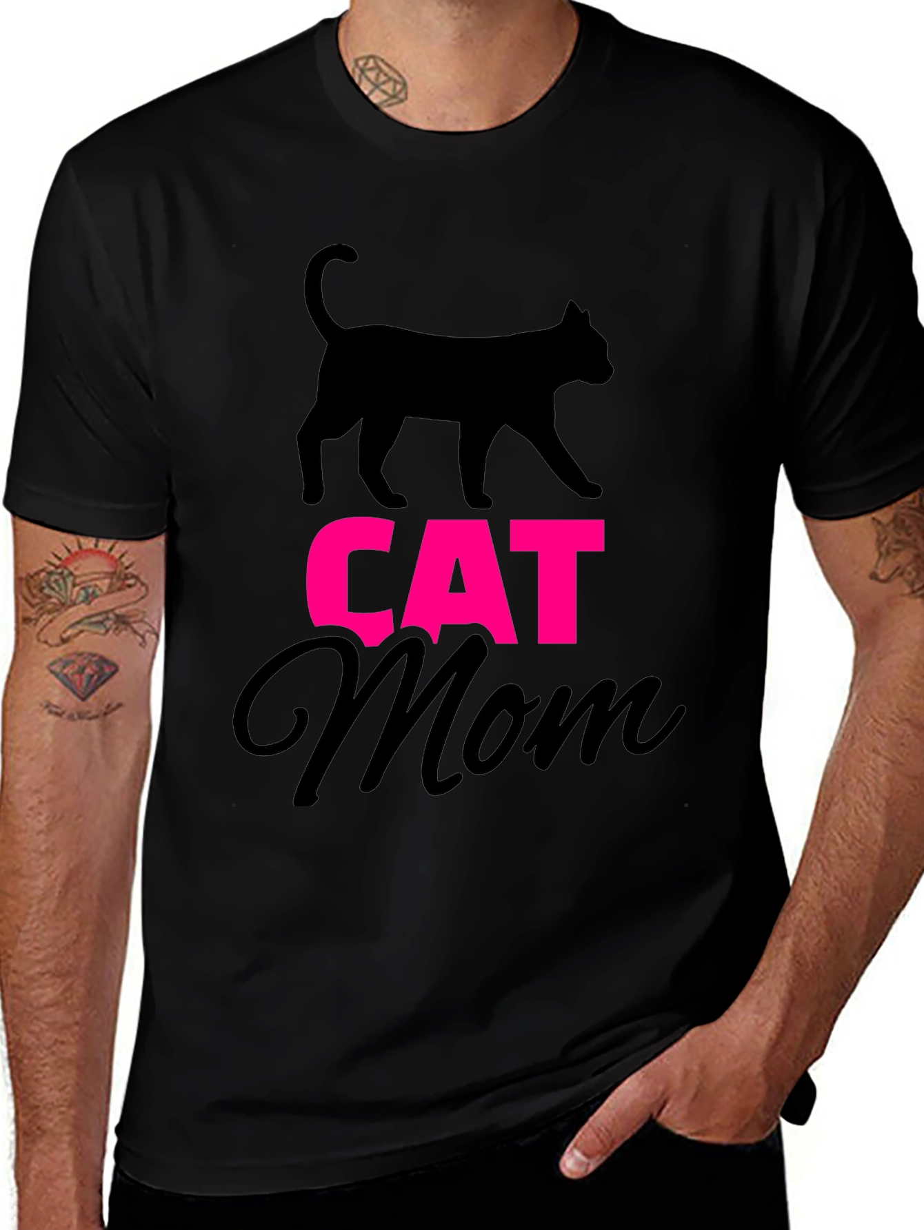 Variant 25 of Cat Mom Graphic Tee - Black
