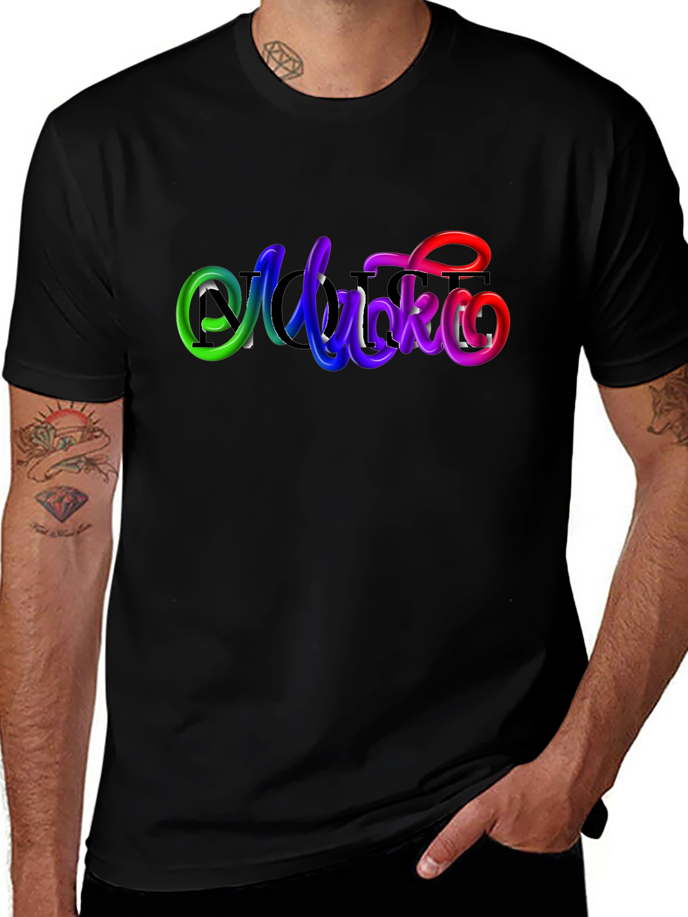 Variant 19 of Colorful 'Mucko' Graphic Print Black T-Shirt