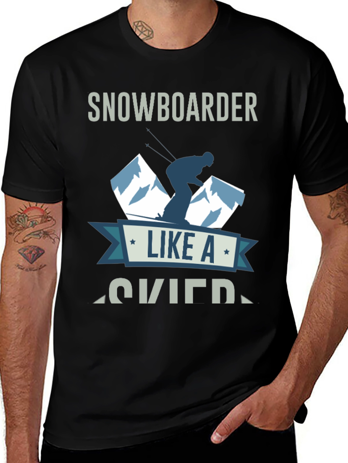 Variant 3 of Snowboarder Like A Skier T-Shirt