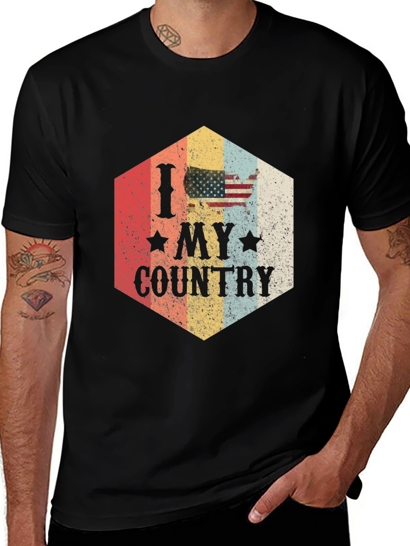 Variant 16 of I Love My Country Graphic Tee - Patriotic USA Flag T-Shirt