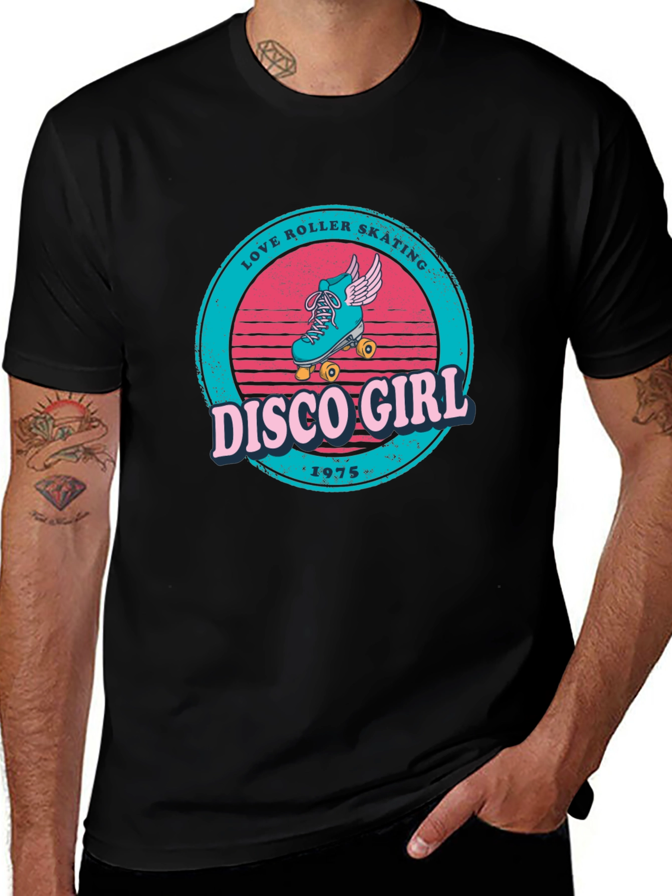 Variant 16 of Retro Disco Girl Roller Skating Graphic T-Shirt