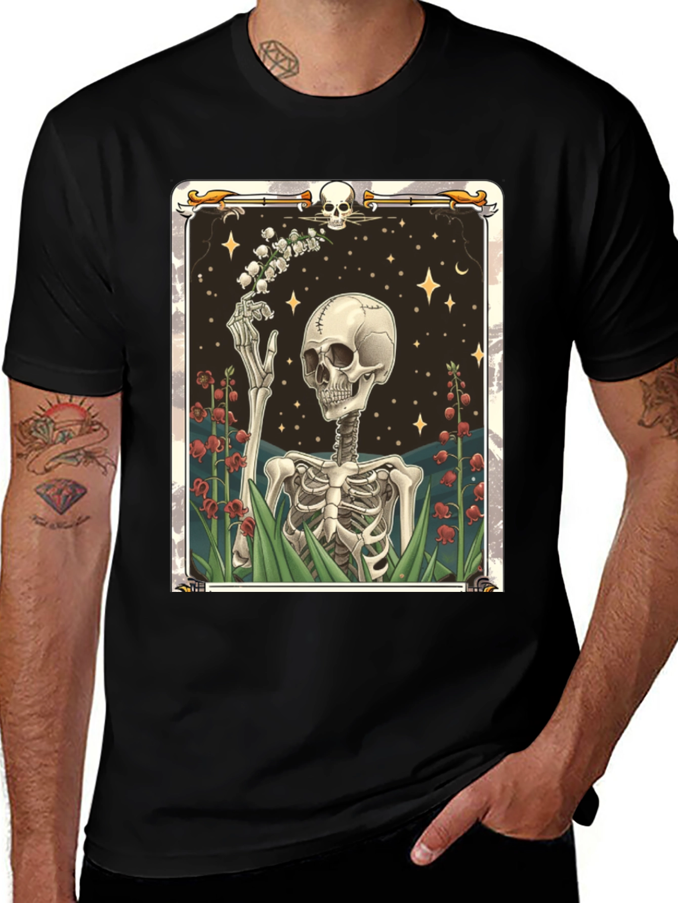 Variant 29 of Skeleton Lily Tarot Card Graphic T-Shirt