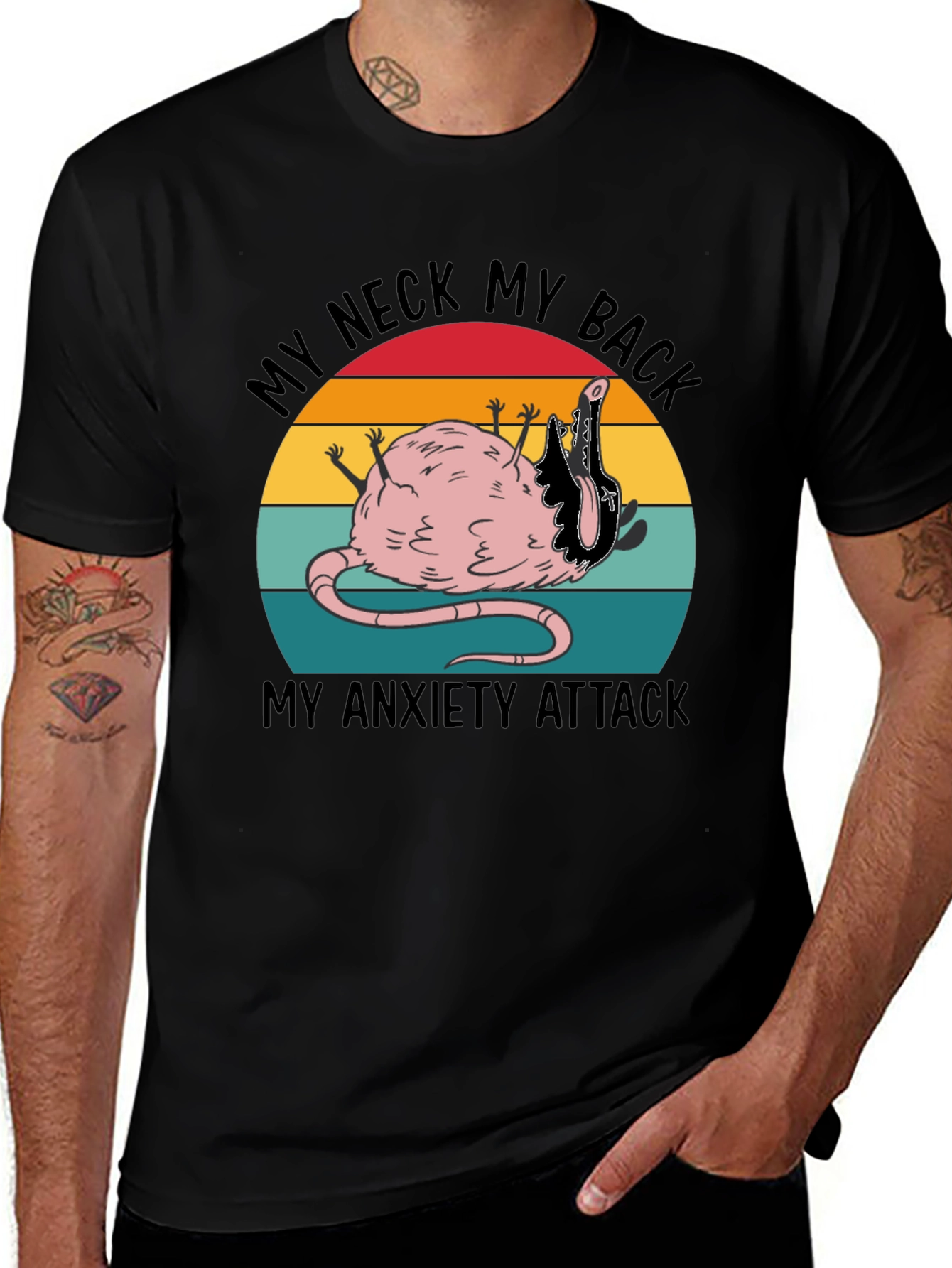 Variant 28 of Funny 'My Neck My Back' Rat Anxiety T-Shirt