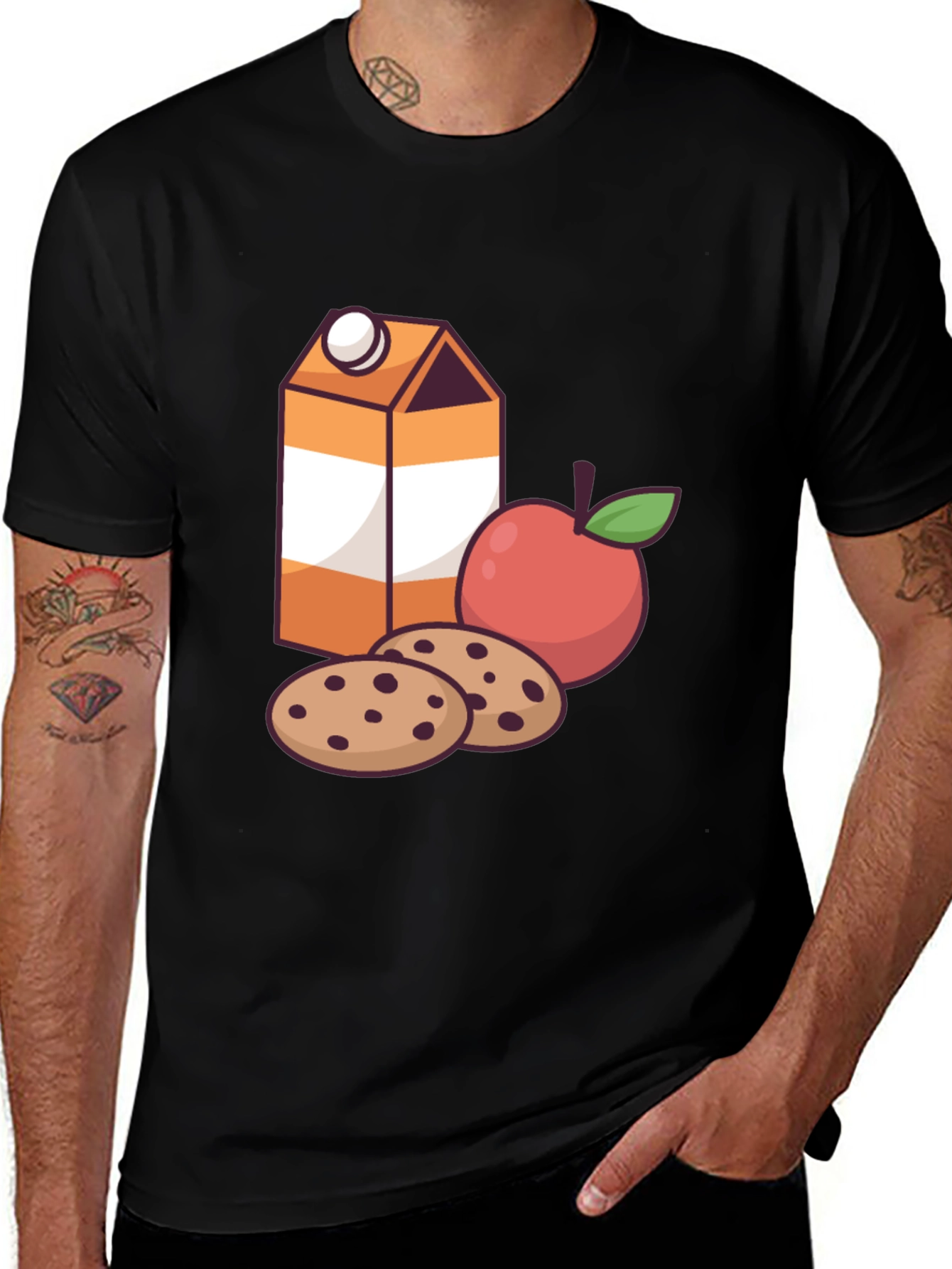 Variant 28 of Snack Time Graphic T-Shirt - Cookies, Apple, Juice