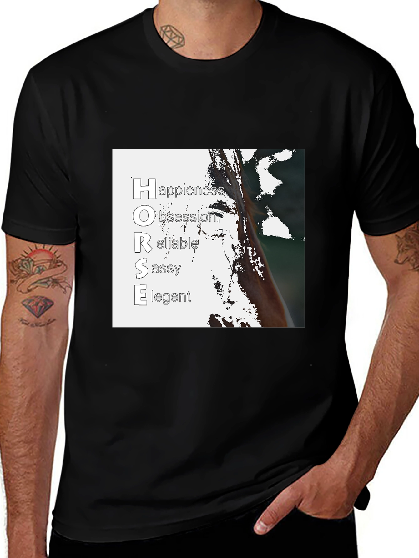 Variant 20 of Horse Lover T-Shirt: Happiness, Obsession, Reliable, Sassy, Elegant