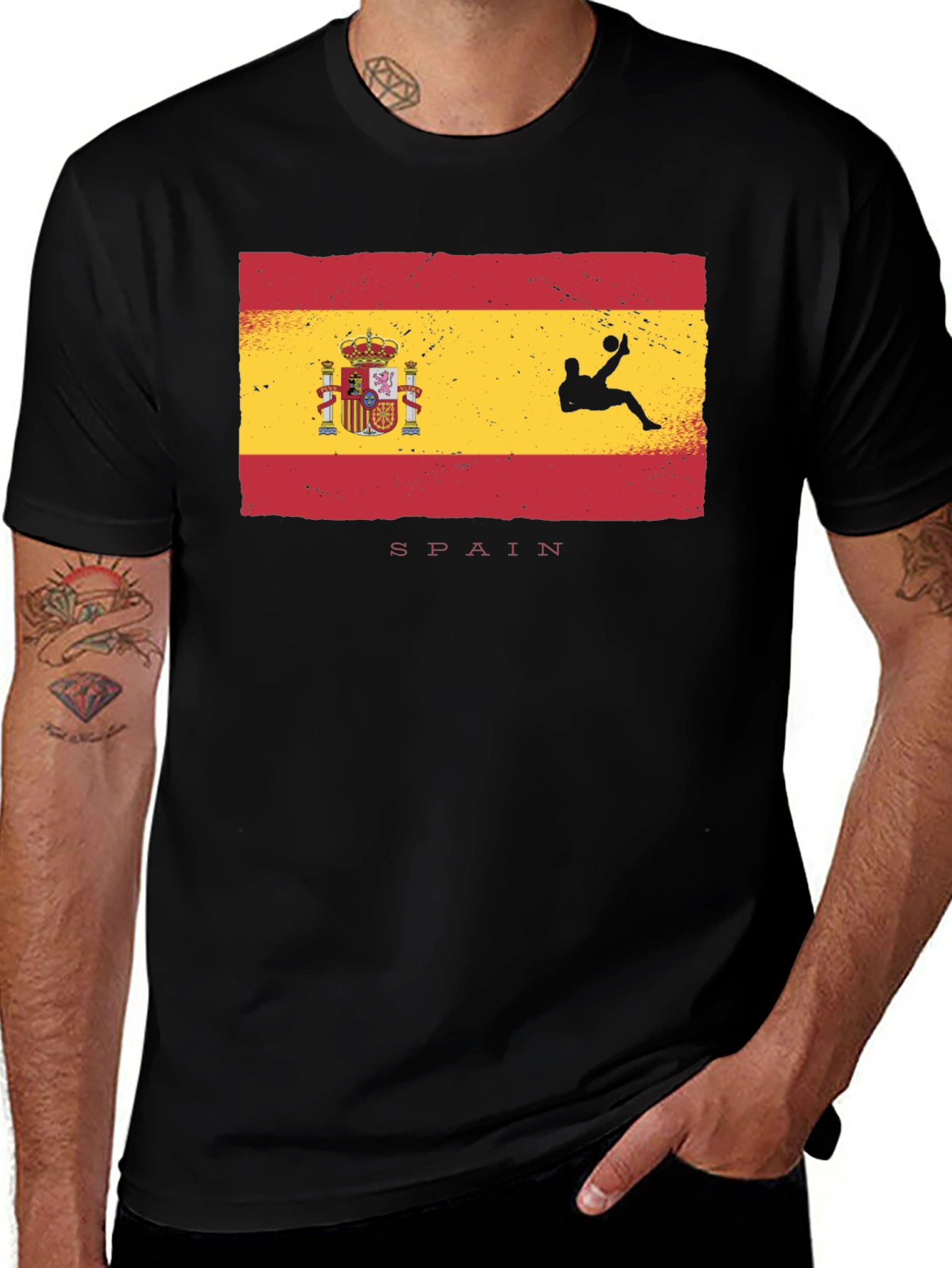 Variant 21 of Spain Flag Soccer T-Shirt - Black