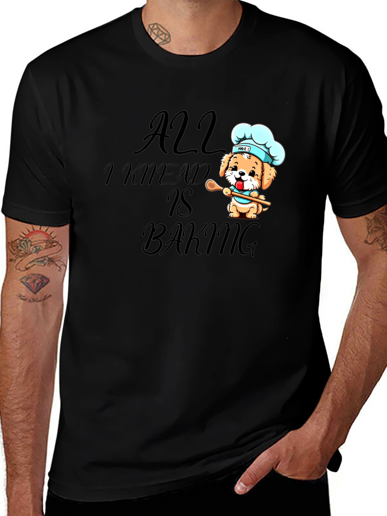 Variant 22 of All I Knead is Baking Black Graphic Tee