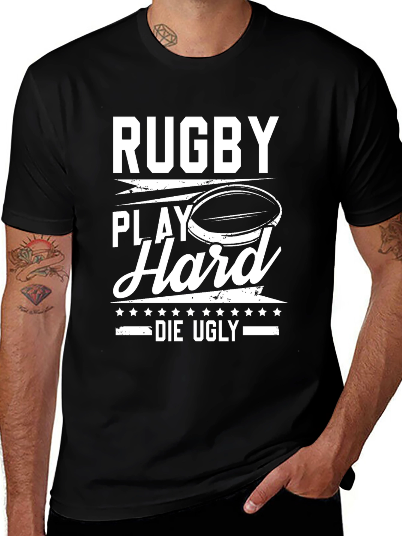 Variant 24 of Rugby Play Hard Die Ugly Graphic T-Shirt