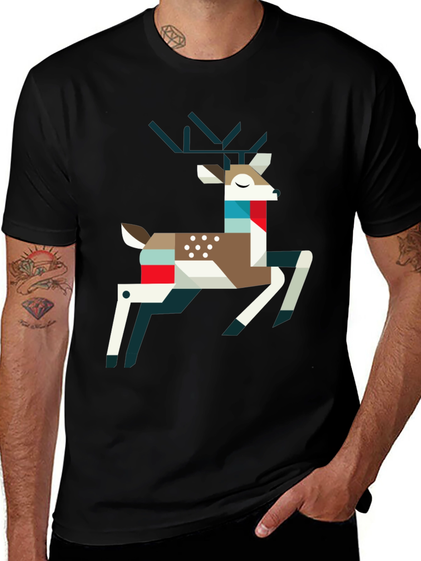 Variant 9 of Geometric Deer Graphic Tee - Modern Animal Print Shirt