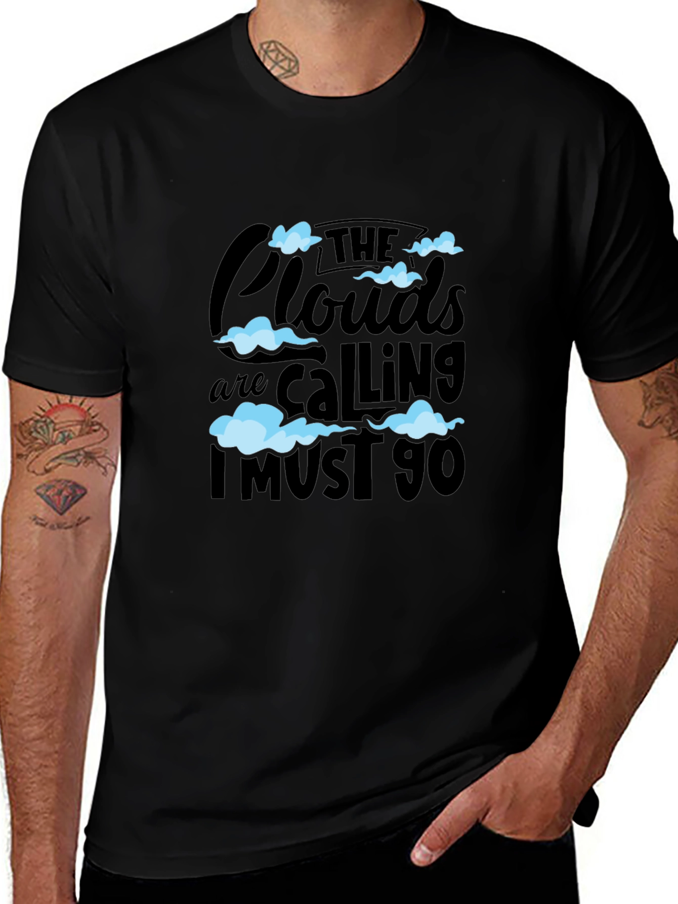 Variant 21 of Clouds Are Calling Black T-Shirt