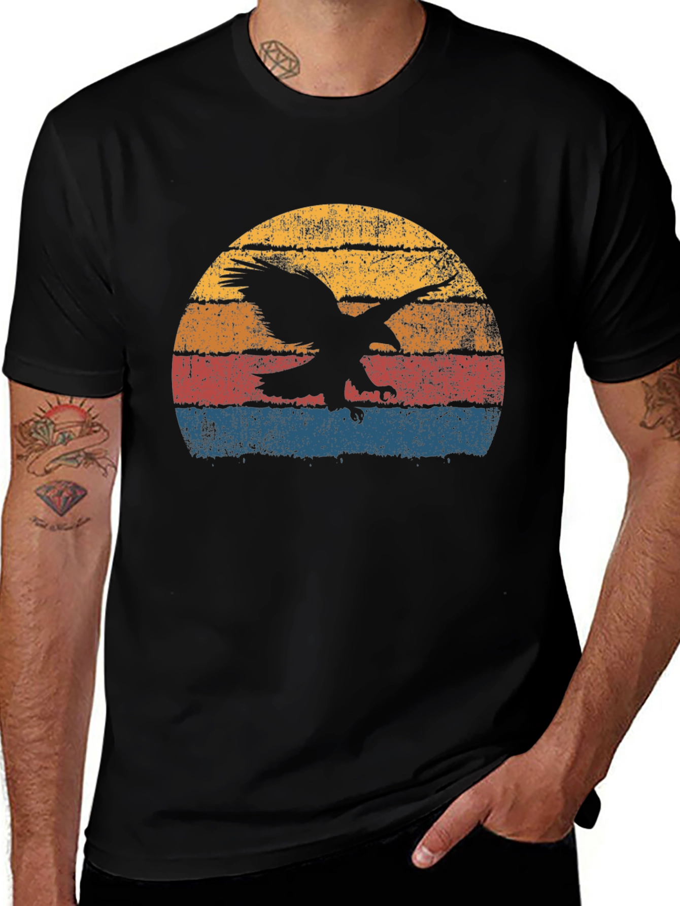 Variant 13 of Retro Eagle Sunset Graphic T-Shirt