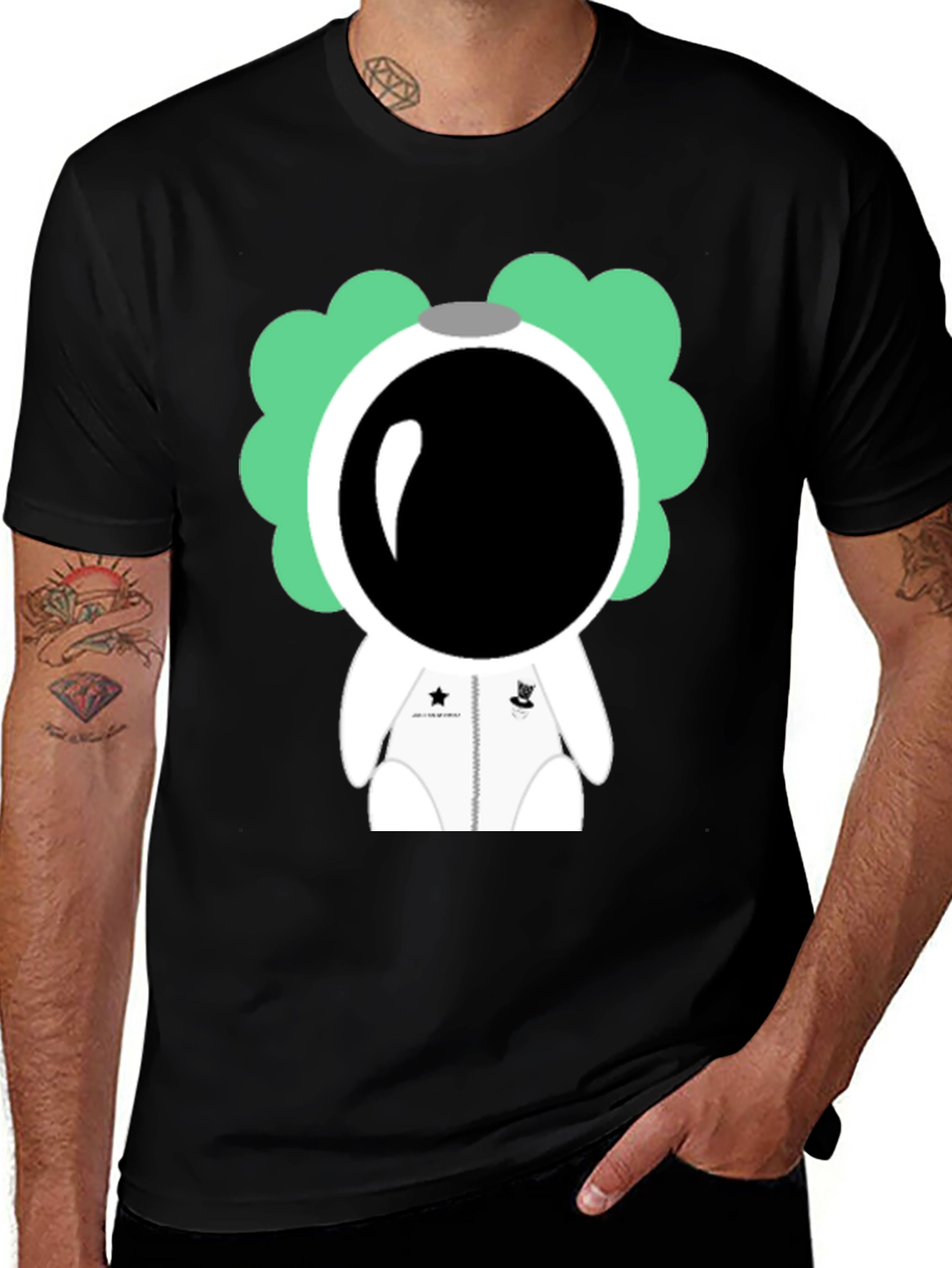 Variant 5 of Fun Astronaut Graphic Tee - Black