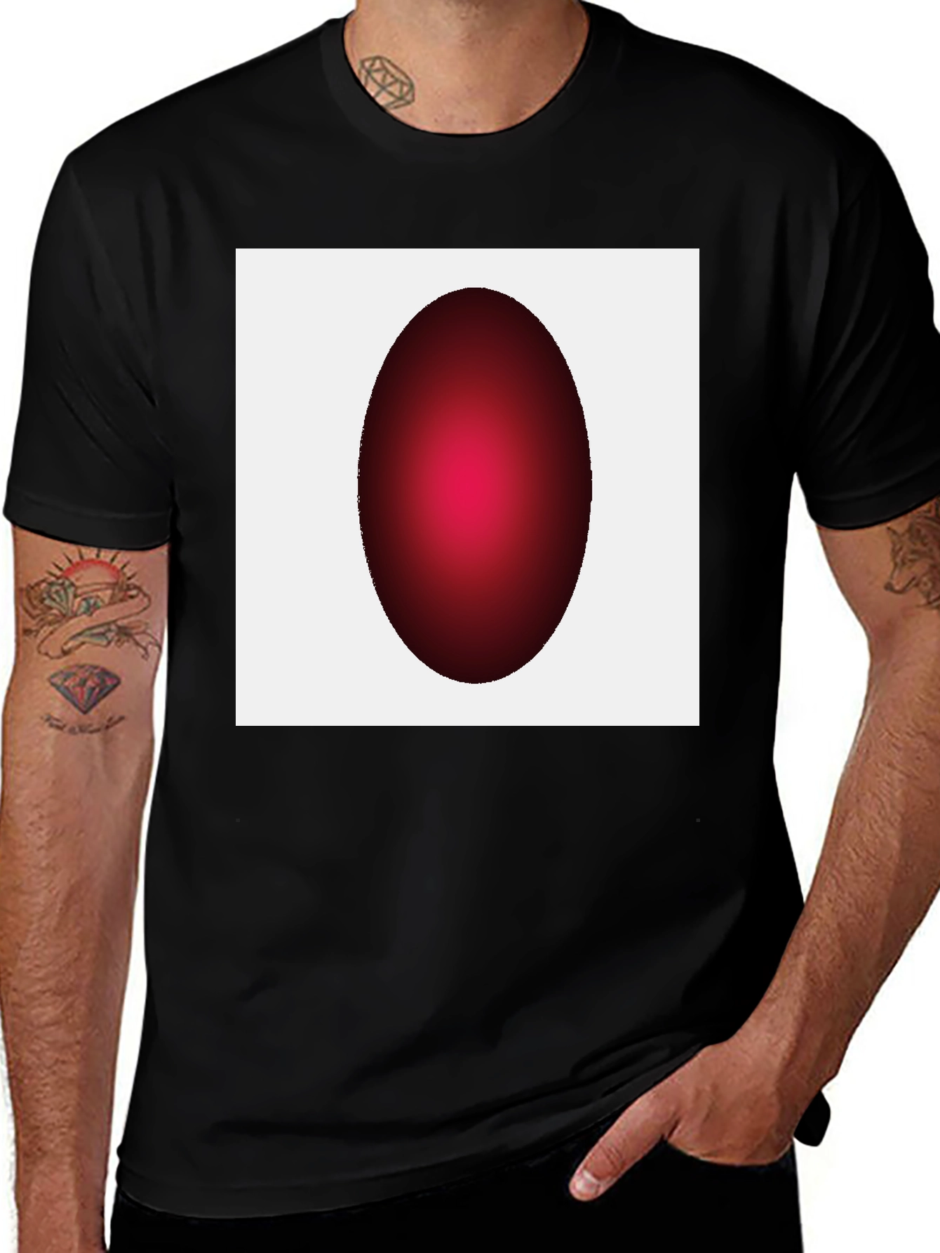 Variant 22 of Black T-Shirt with Abstract Oval Print