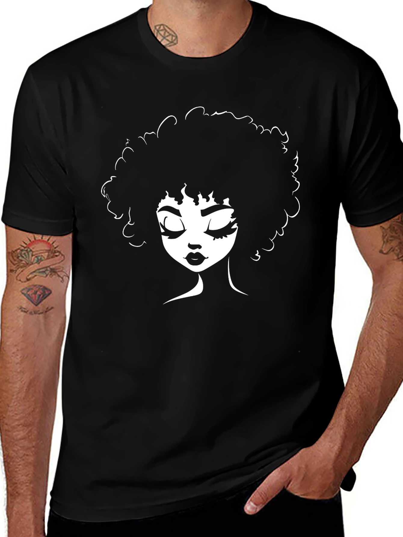 Variant 5 of Afro Woman Silhouette Black T-Shirt