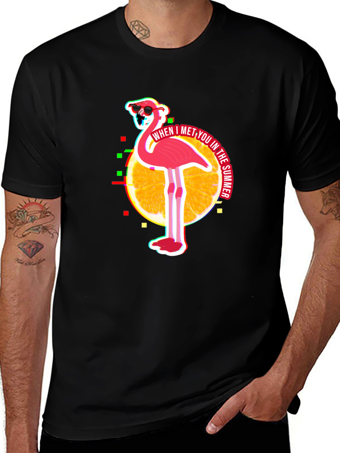 Variant 28 of Summer Flamingo Graphic Tee - When I Met You Design