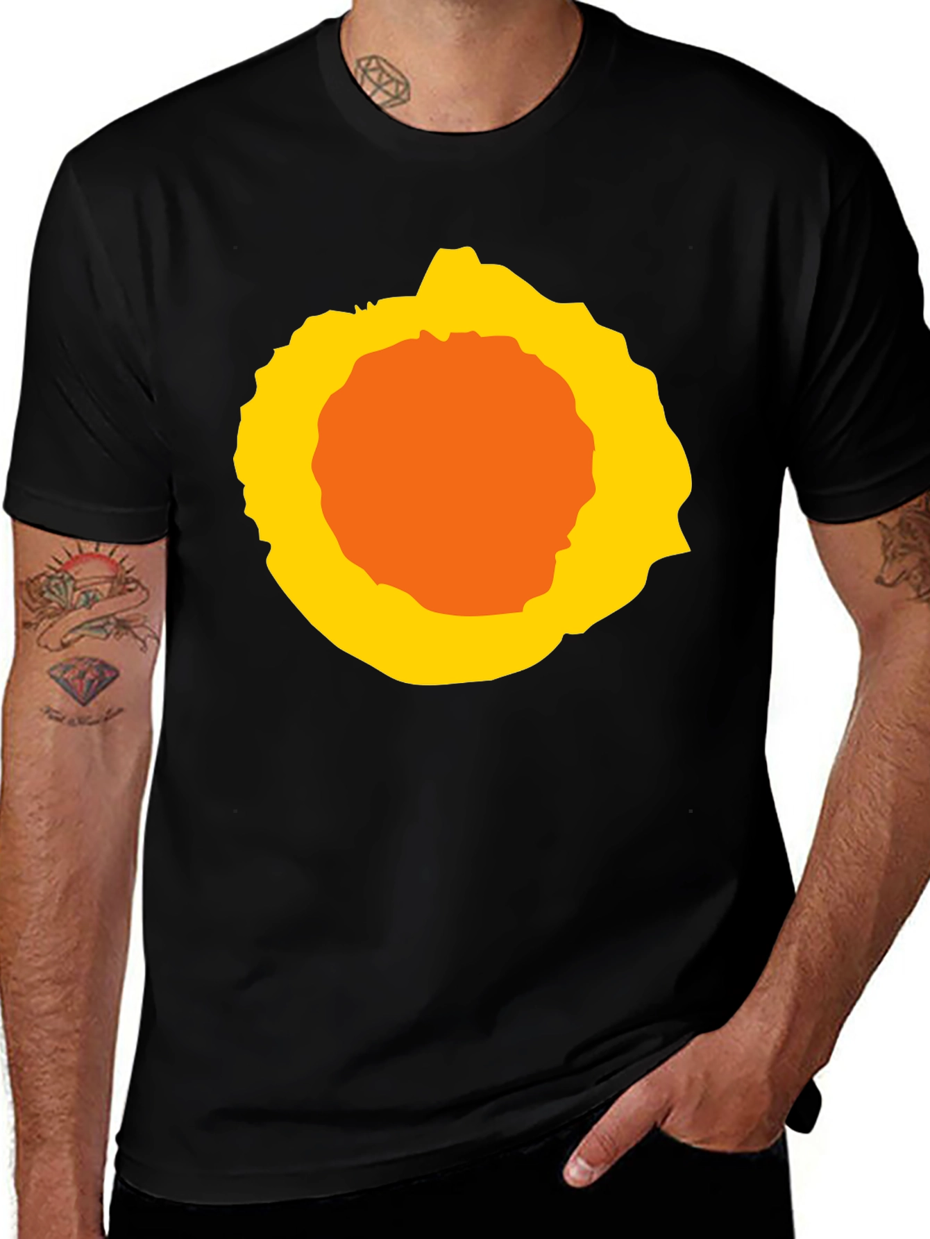 Variant 8 of Abstract Sunburst Graphic Black T-Shirt