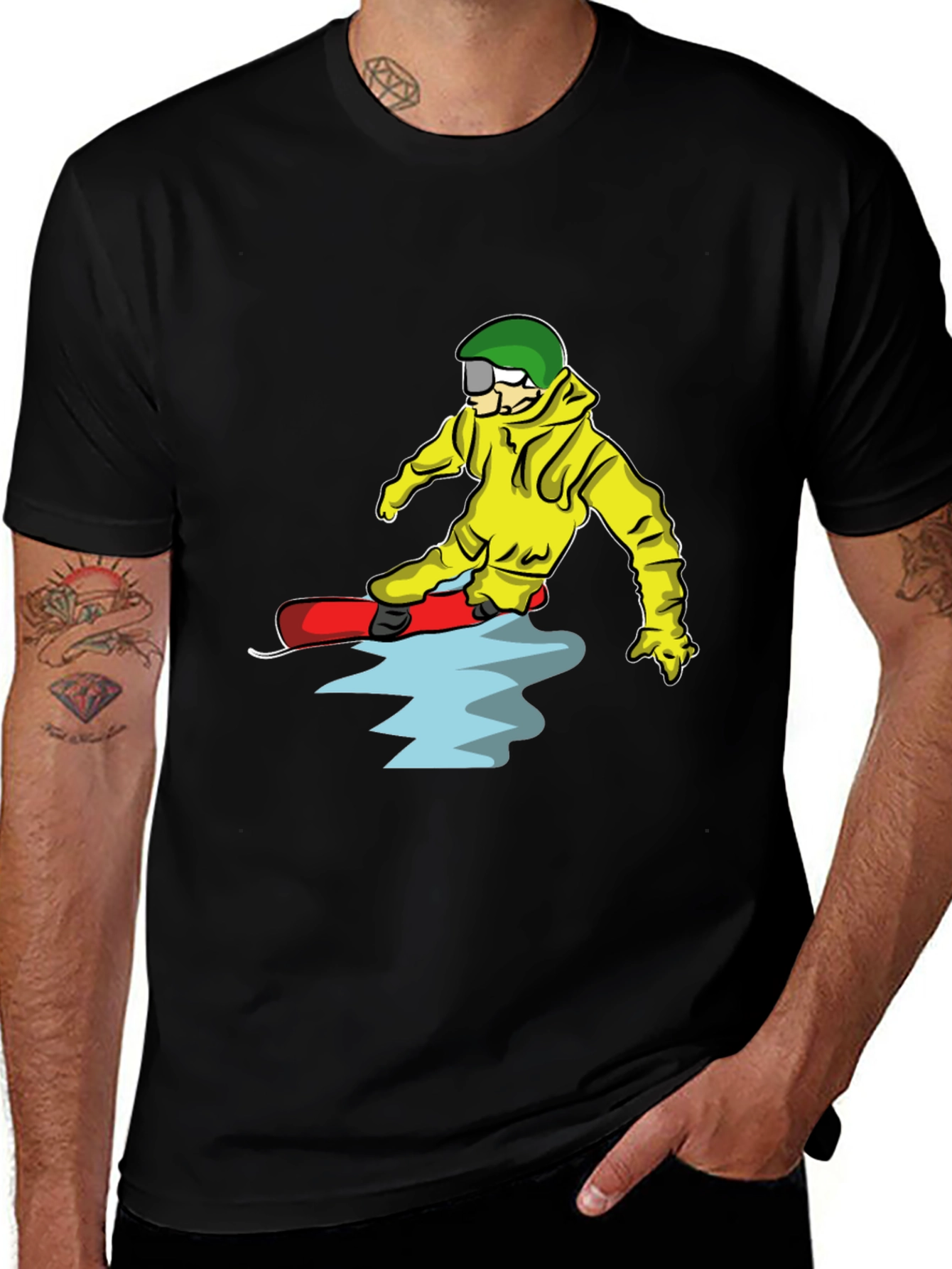 Variant 21 of Snowboarder Cartoon Graphic T-Shirt