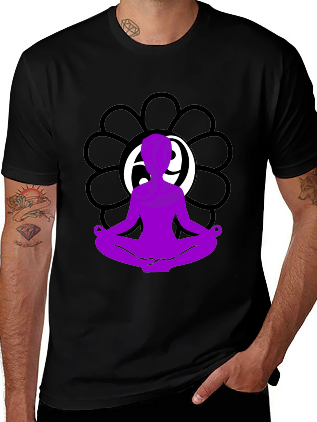 Variant 2 of Yoga Meditation Graphic Tee - Black