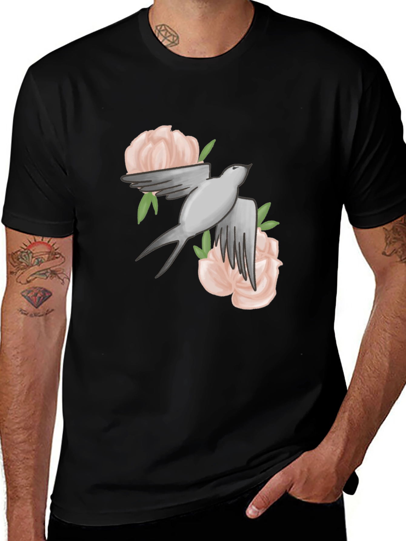 Variant 7 of Bird & Roses Graphic Black T-Shirt