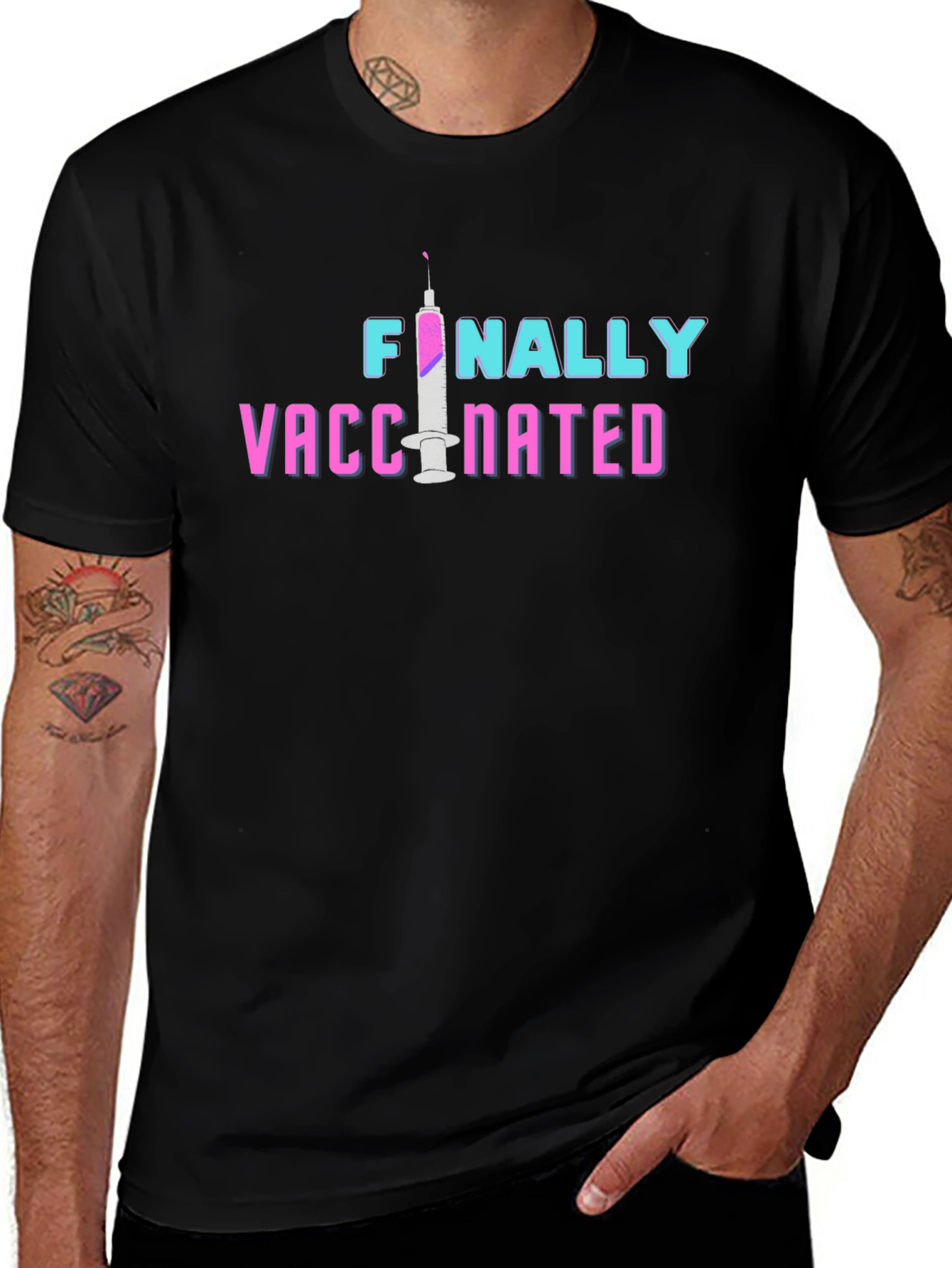 Variant 5 of Finally Vaccinated Graphic Tee - Unisex Black T-Shirt