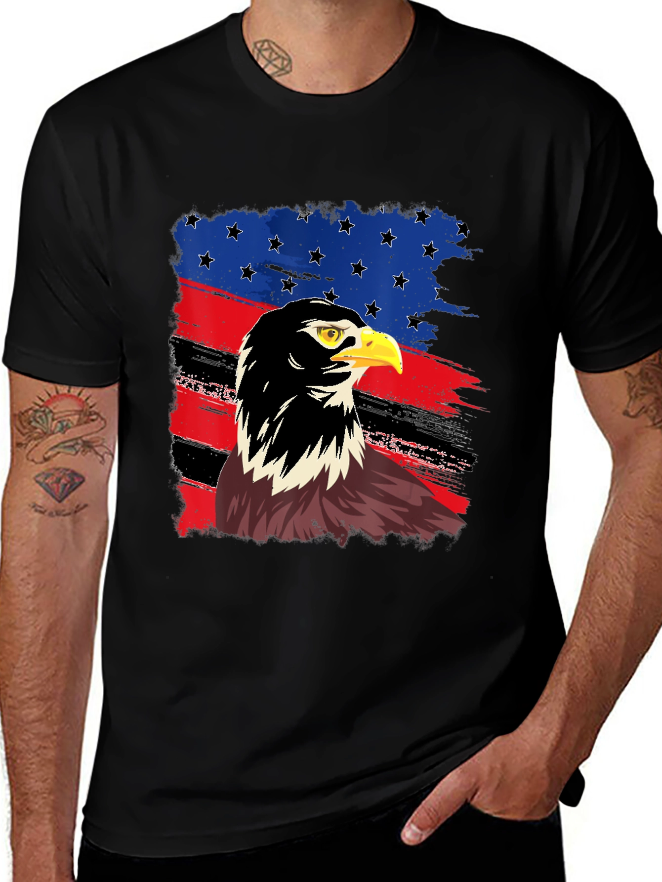 Black American Eagle Flag Graphic T-Shirt main image