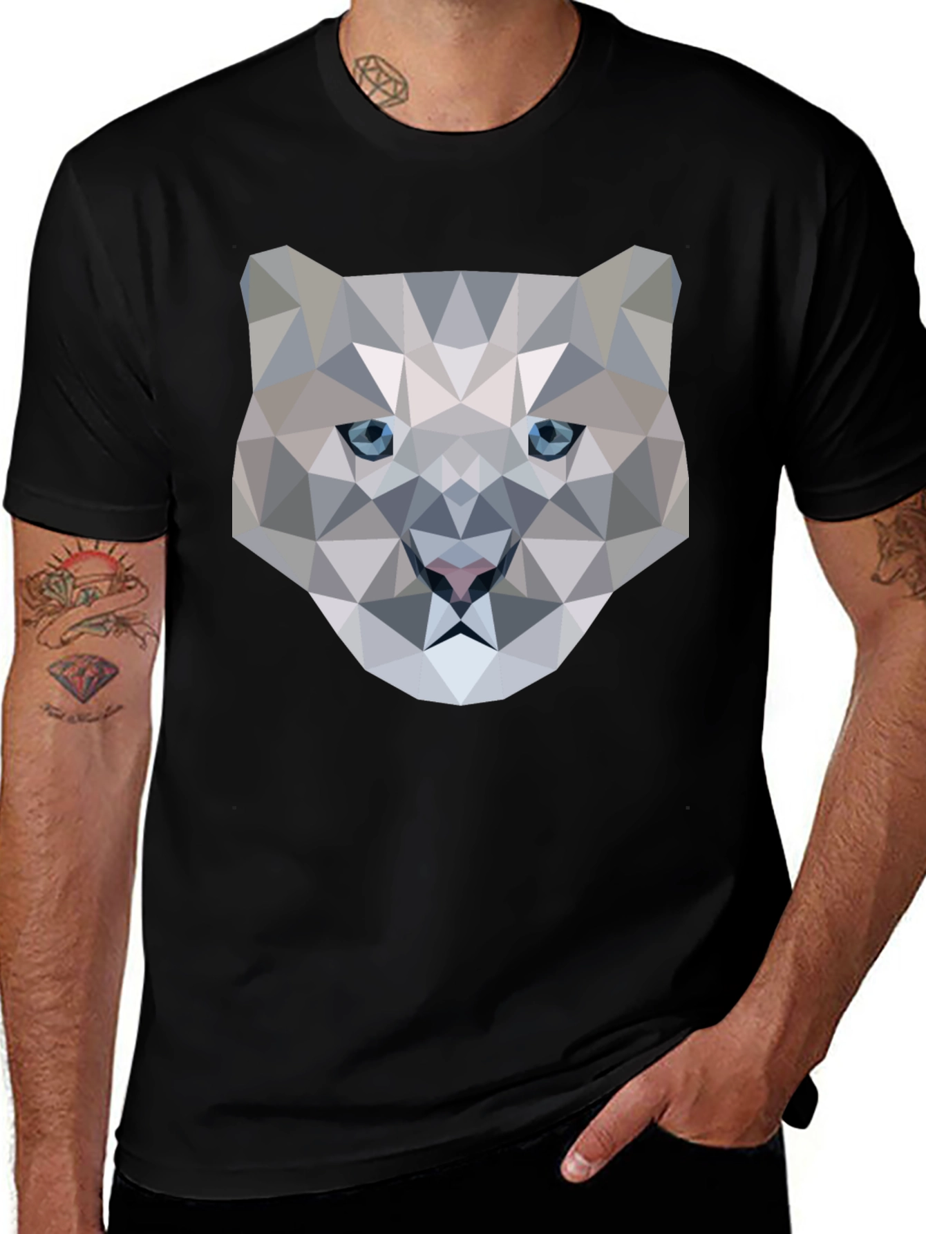 Variant 25 of Geometric Wolf Graphic Tee - Modern Art T-Shirt