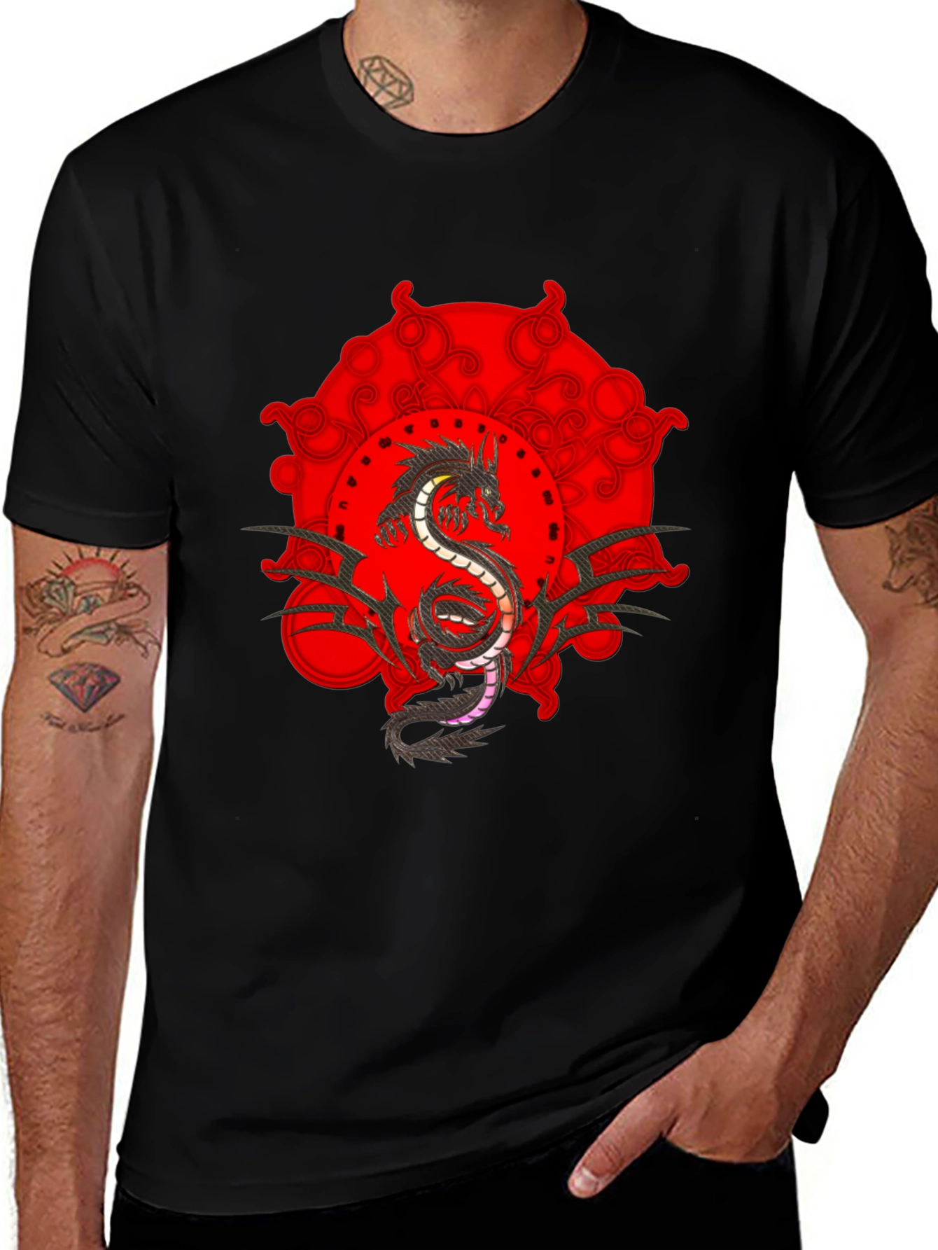 Variant 6 of Black Dragon Graphic Tee - Edgy Style