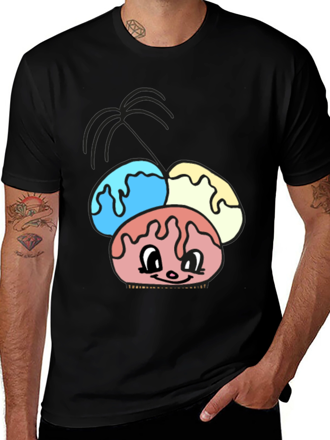 Variant 15 of Novelty Cartoon Ice Cream Graphic T-Shirt