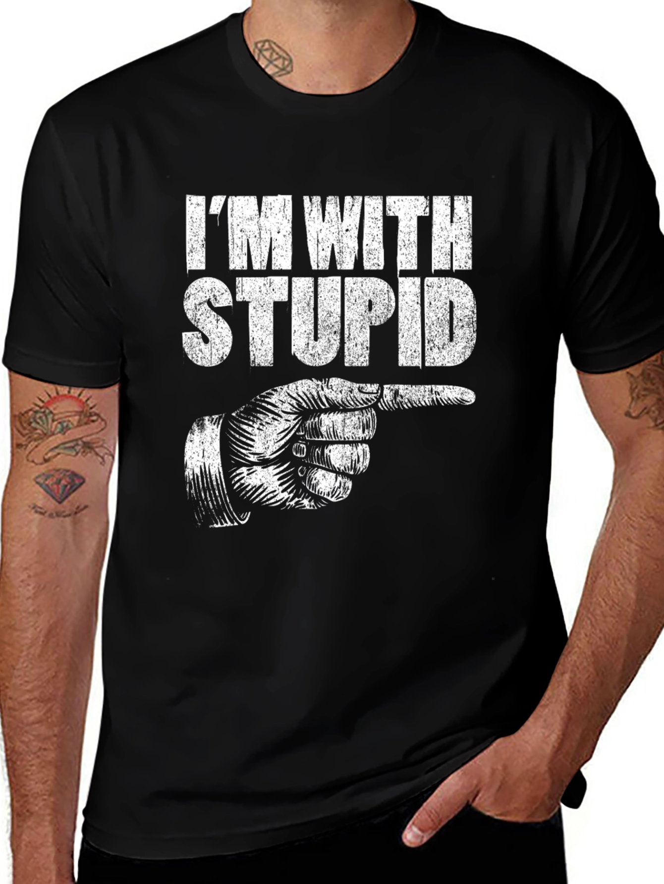 Variant 30 of I'm With Stupid Funny Graphic T-Shirt