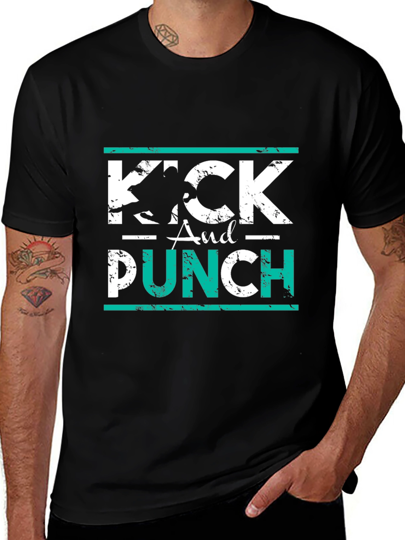 Variant 21 of Kick and Punch Graphic Tee - Martial Arts Inspired T-Shirt