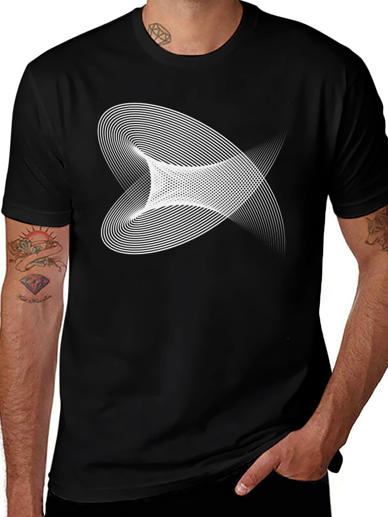 Variant 8 of Abstract Geometric Graphic Print Black T-Shirt