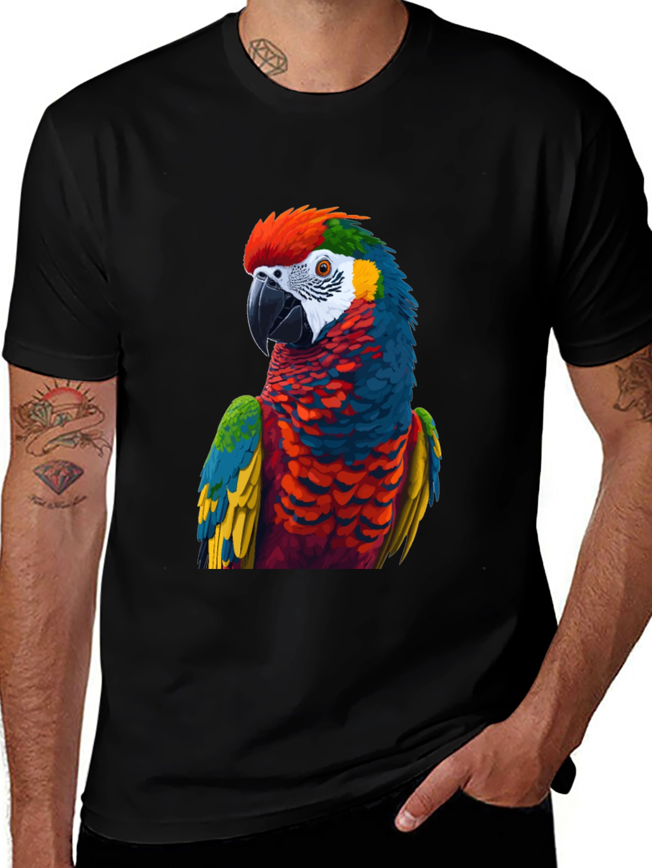 Variant 20 of Parrot Graphic Tee - Men's Black T-Shirt