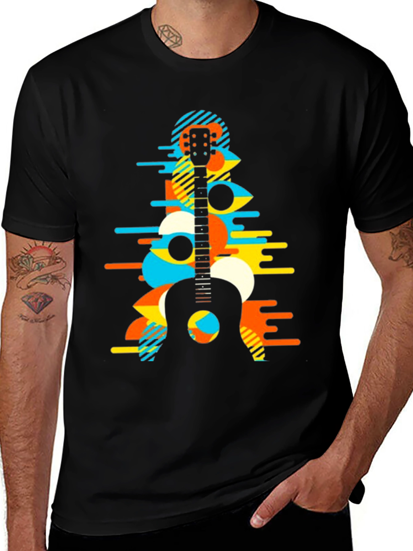 Variant 25 of Abstract Guitar Graphic Tee - Modern Musician Style