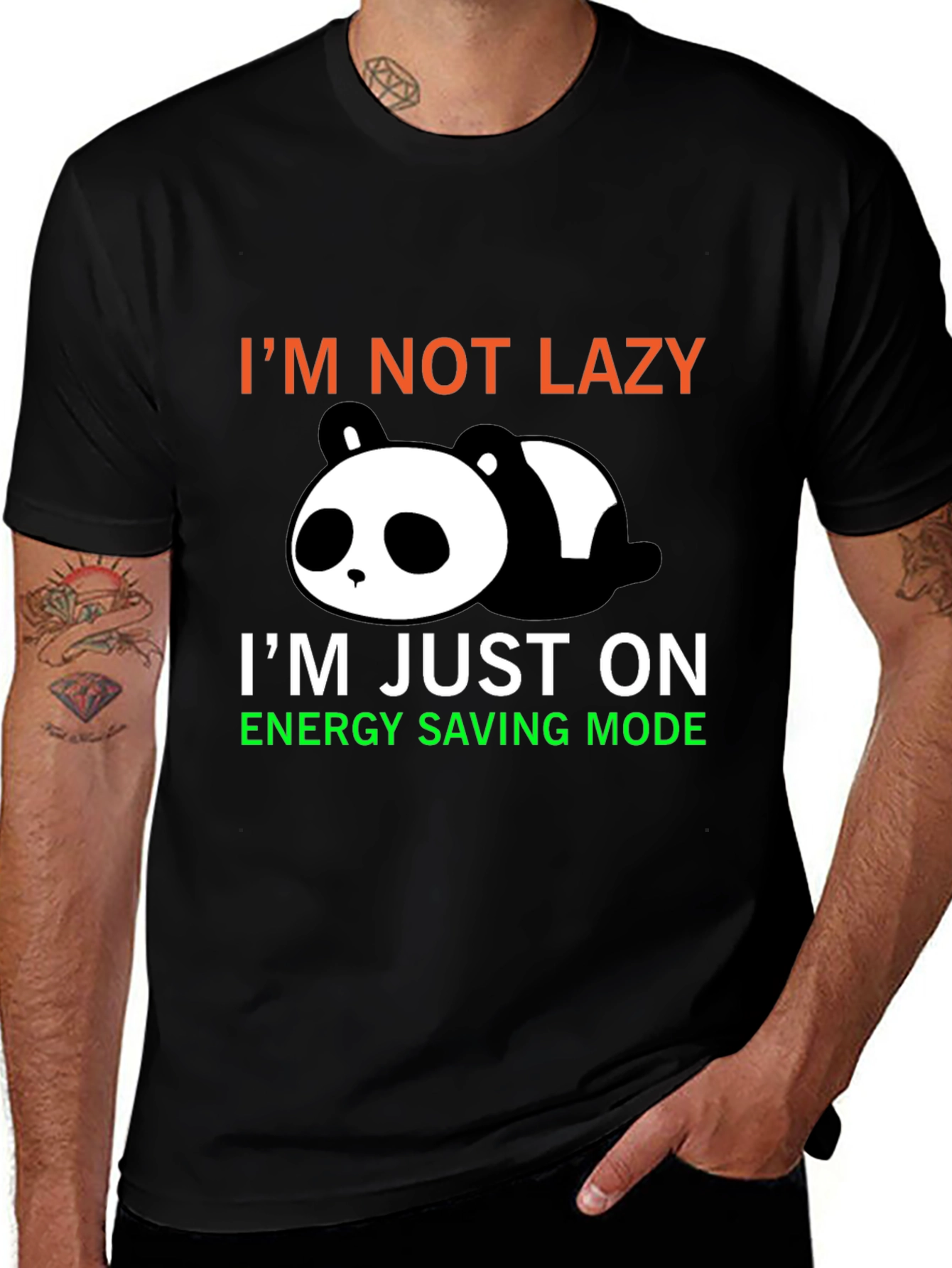 Variant 14 of Lazy Panda Energy Saving Mode Graphic T-Shirt