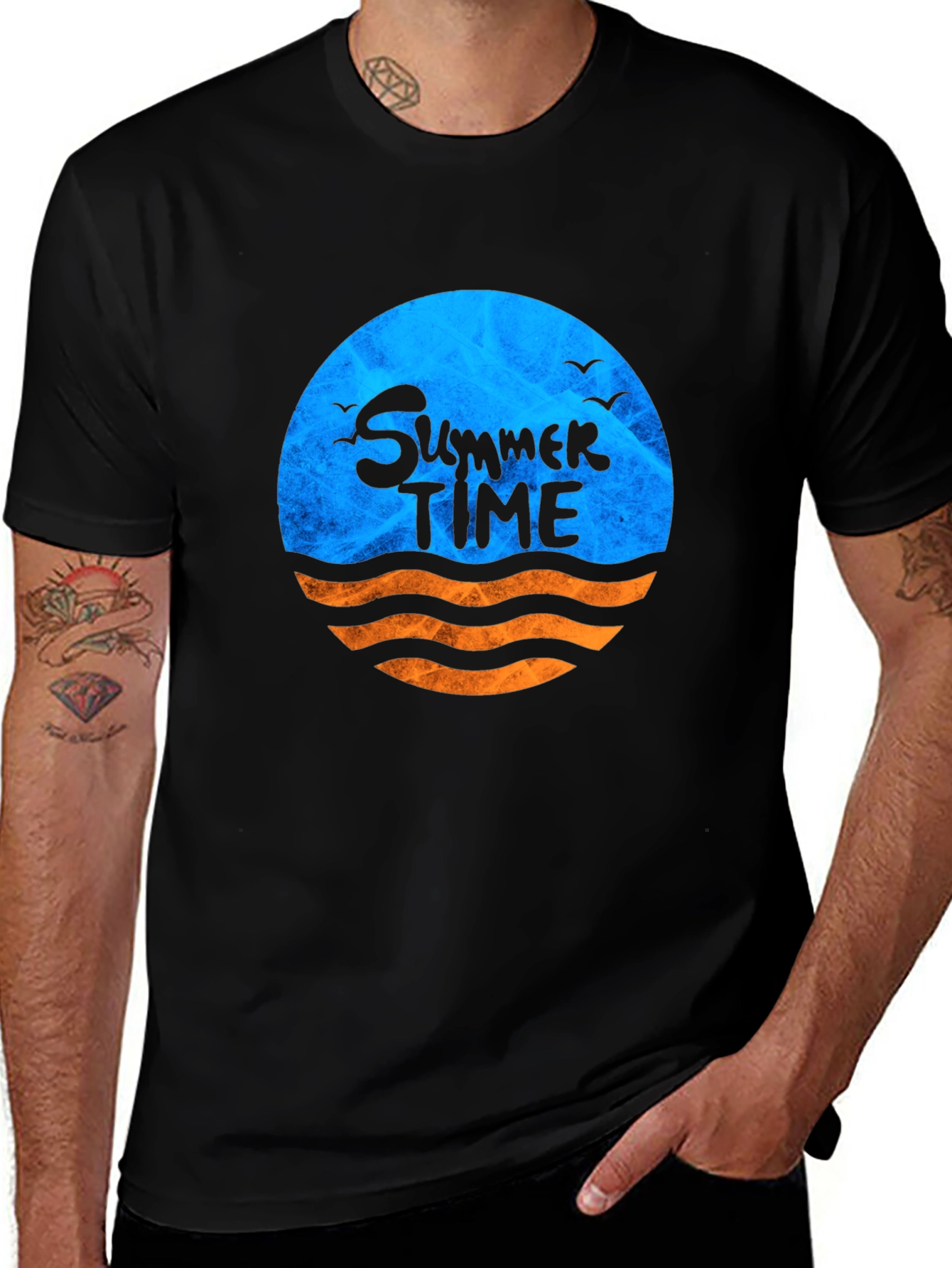 Variant 7 of Summer Time Graphic Black T-Shirt