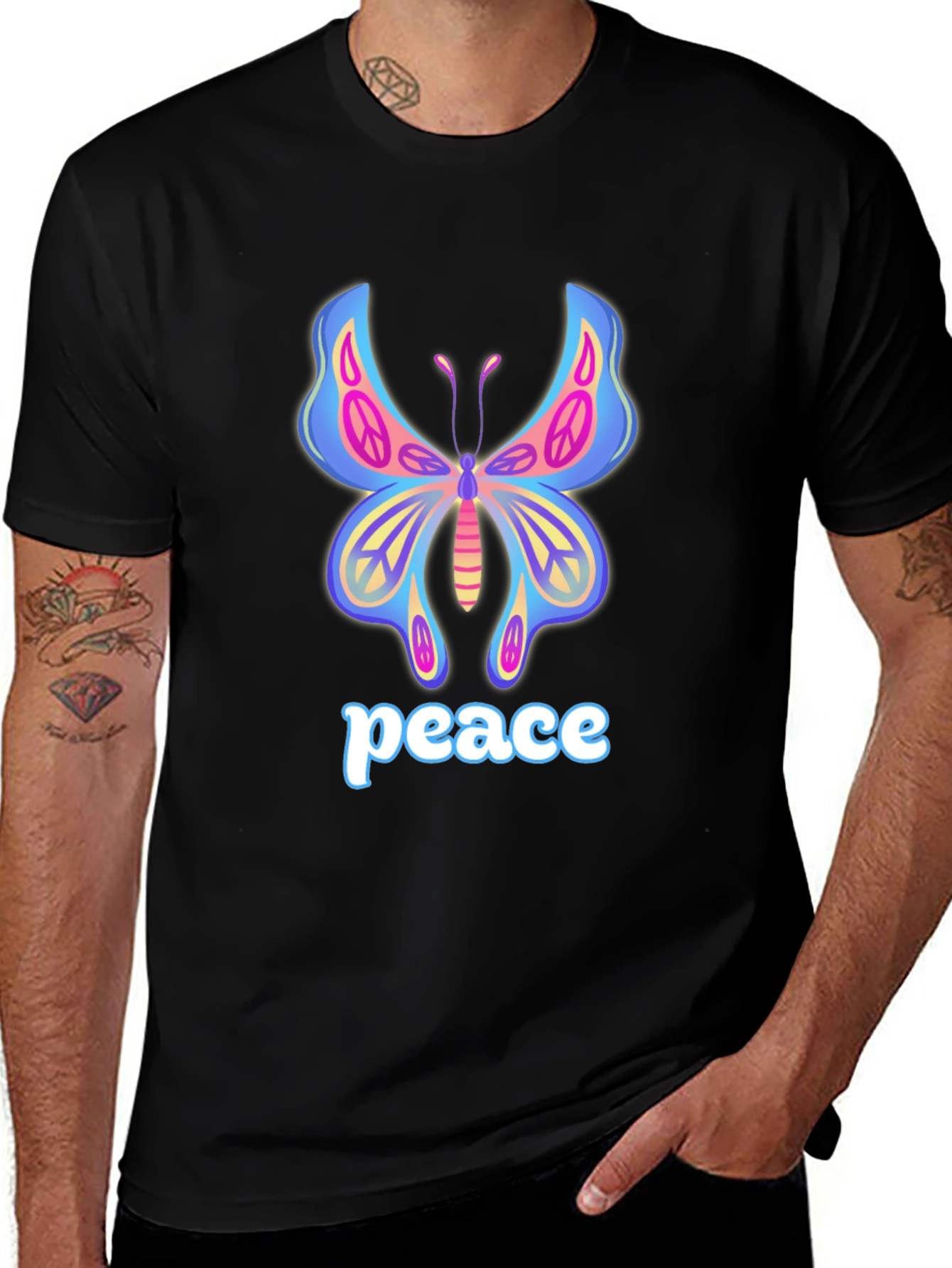 Variant 14 of Peace Butterfly Black T-Shirt