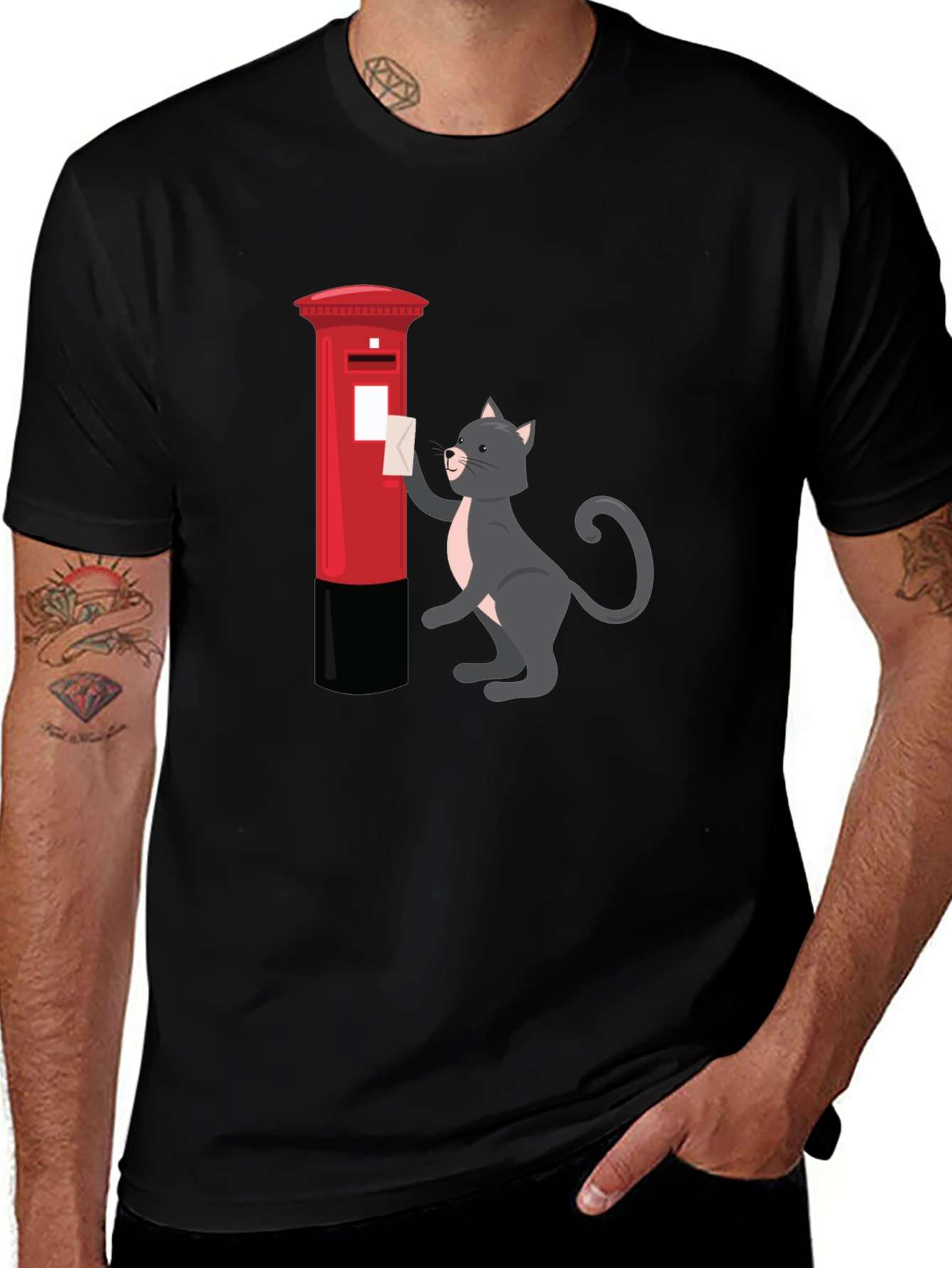 Cat Posting Letter Graphic Tee