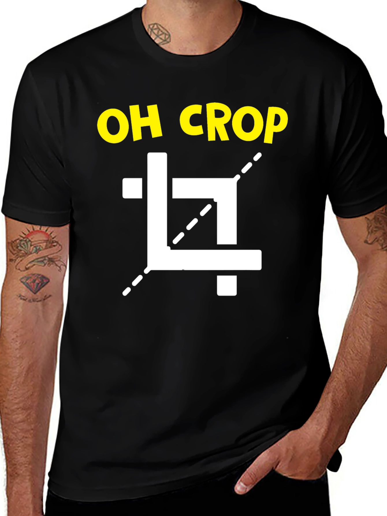 Variant 28 of Oh Crop Graphic Tee - Black Cotton T-Shirt