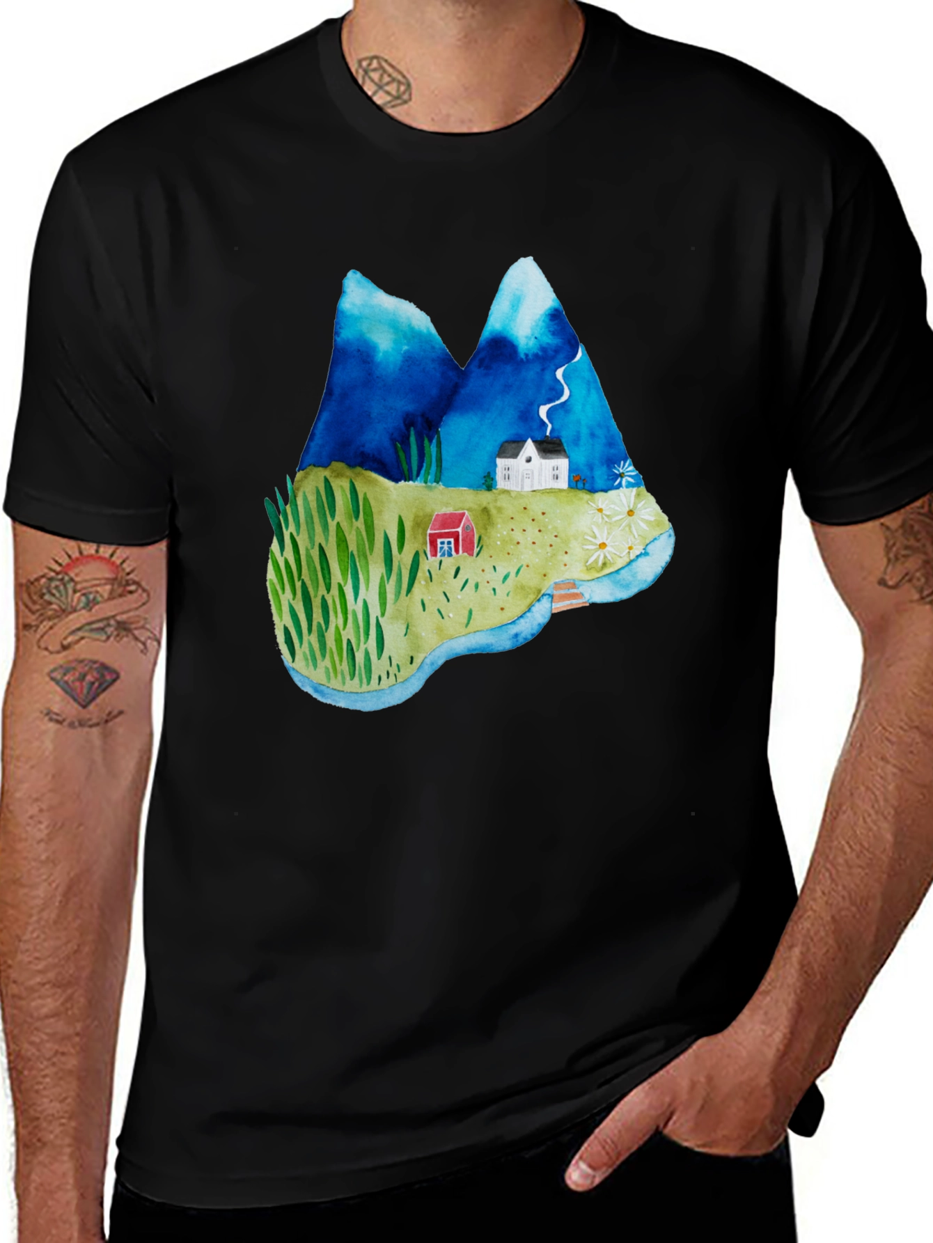 Watercolor Landscape Graphic T-Shirt