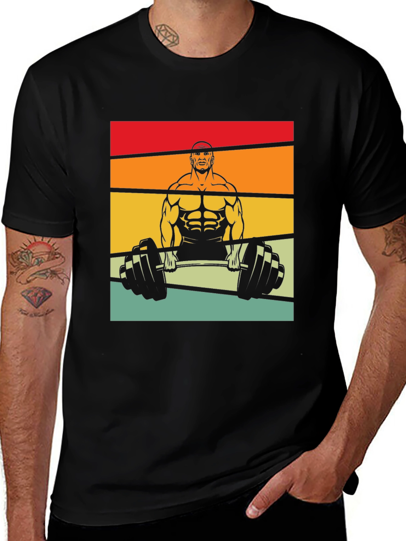Variant 7 of Retro Bodybuilder Graphic Tee - Black