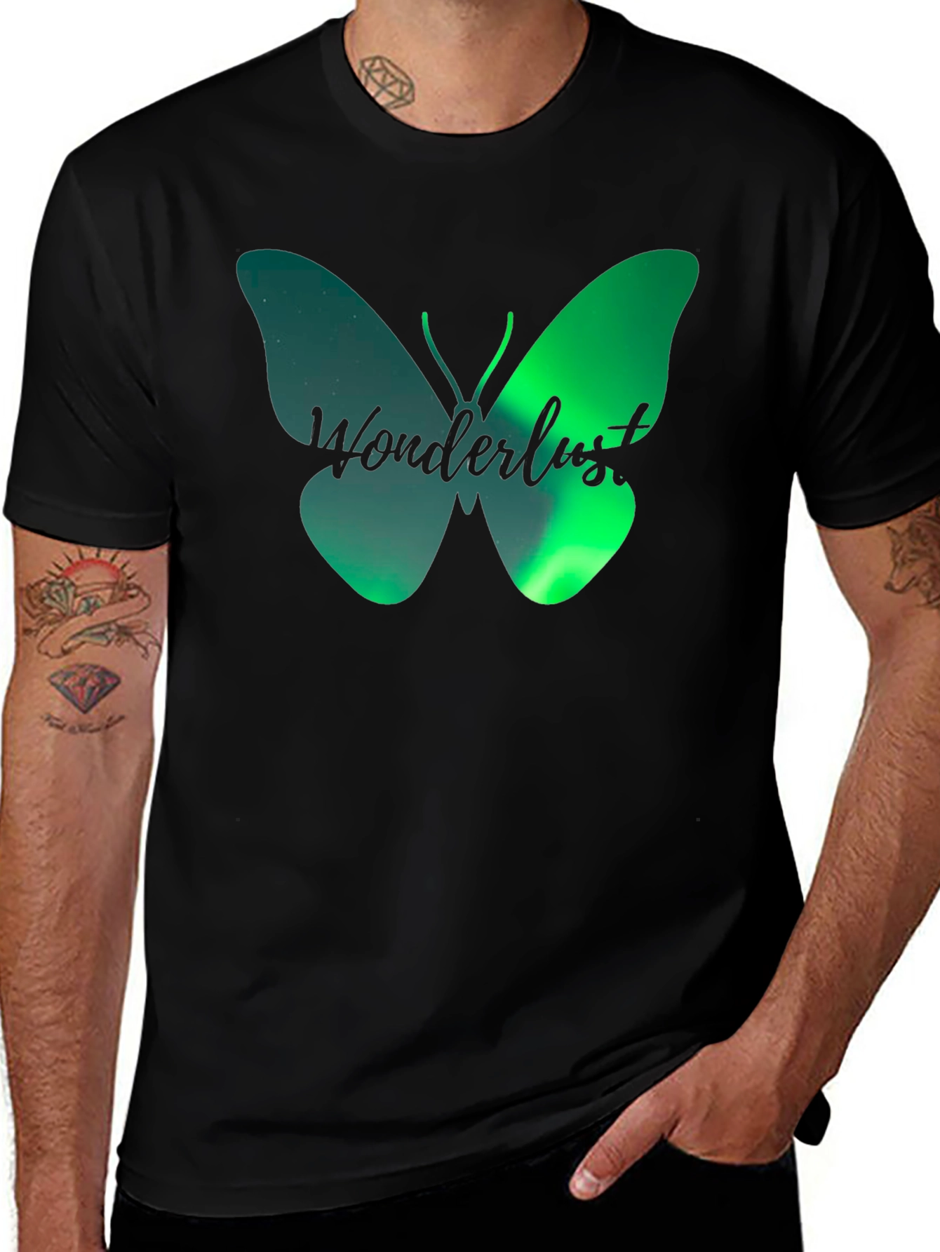 Variant 2 of Wanderlust Butterfly Graphic T-Shirt - Black