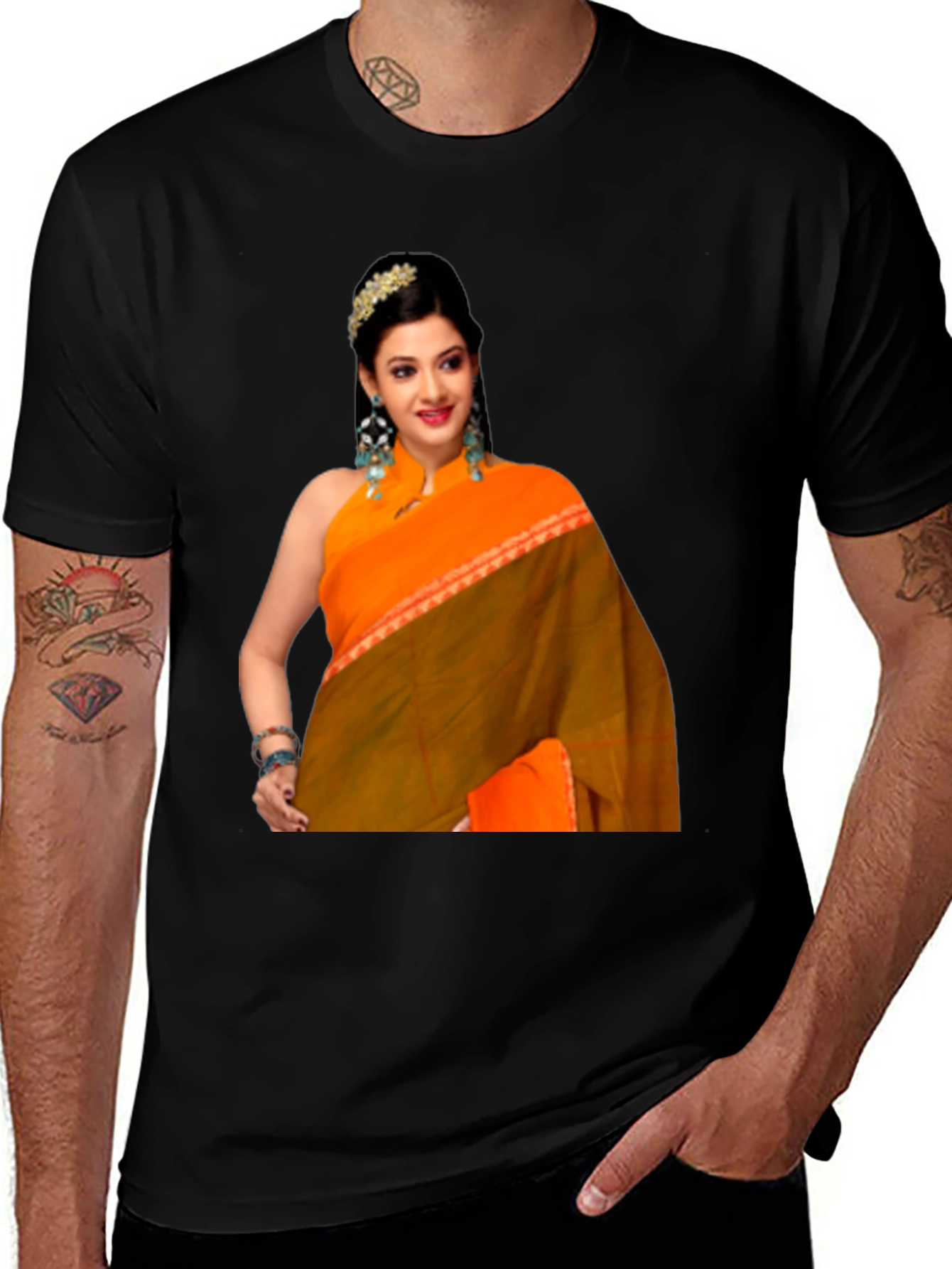 Woman in Saree Graphic T-Shirt