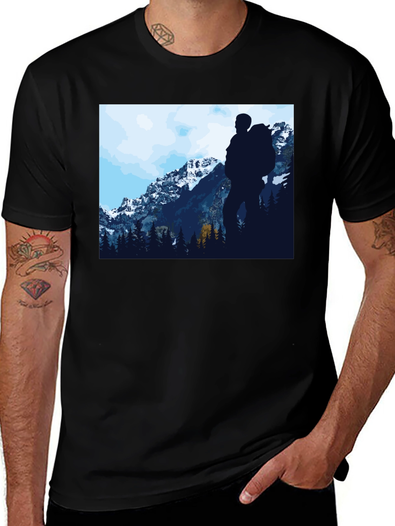 Variant 19 of Nature Hiker Graphic Tee - Black Casual T-Shirt