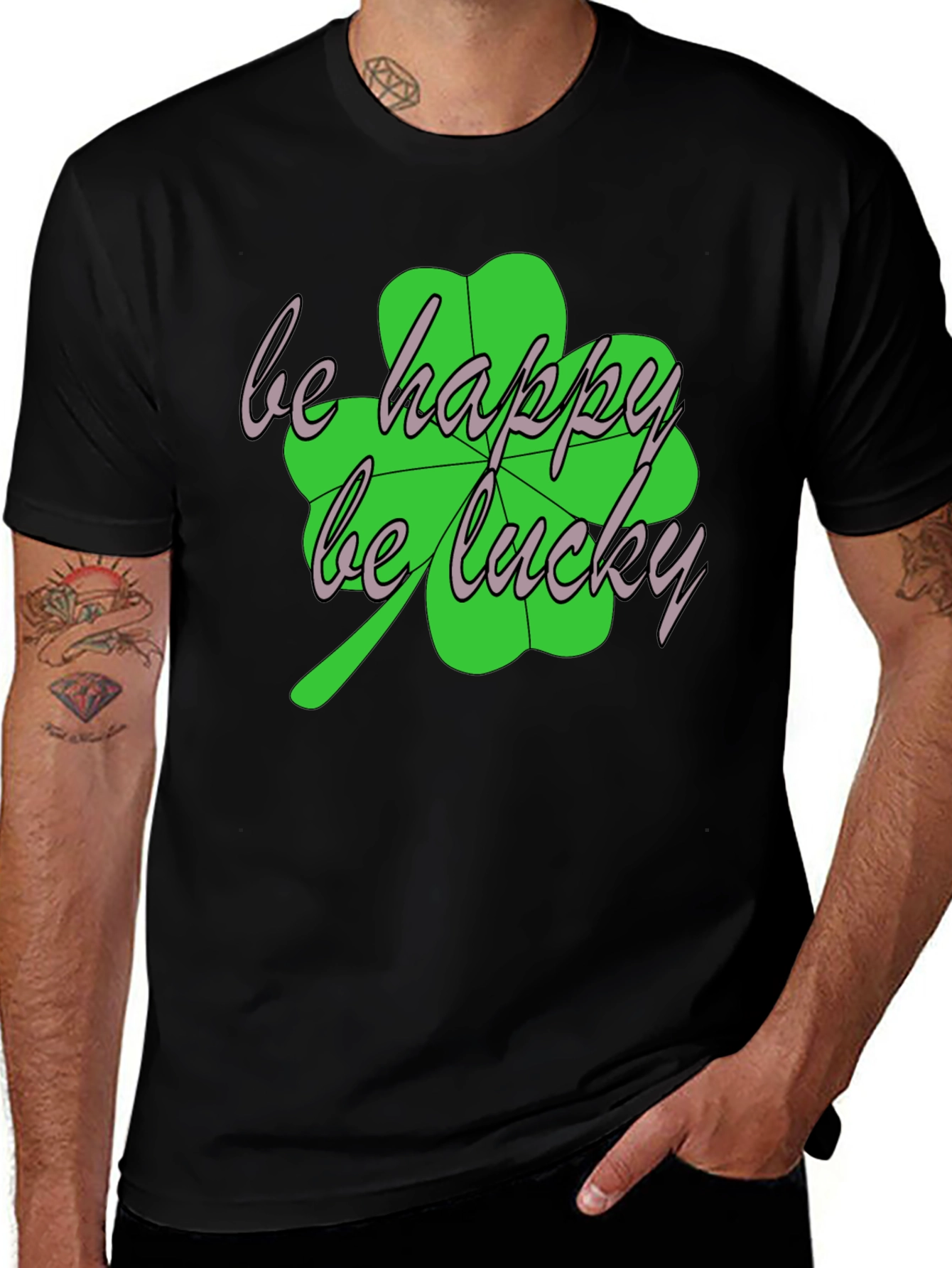 Variant 14 of Lucky Clover Graphic Tee - Be Happy, Be Lucky T-Shirt