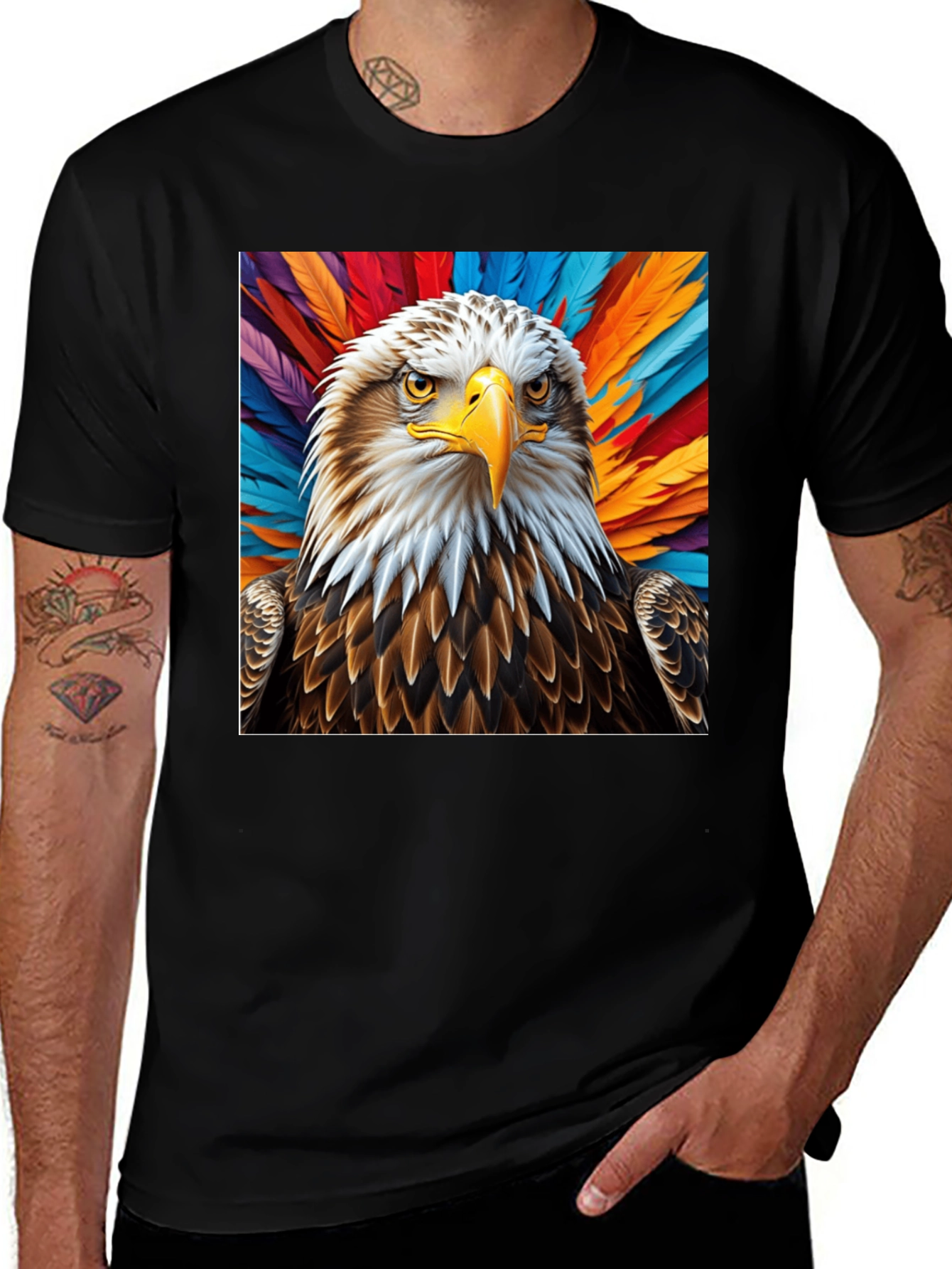 Variant 30 of Eagle Graphic Tee - Bold Feathered Design